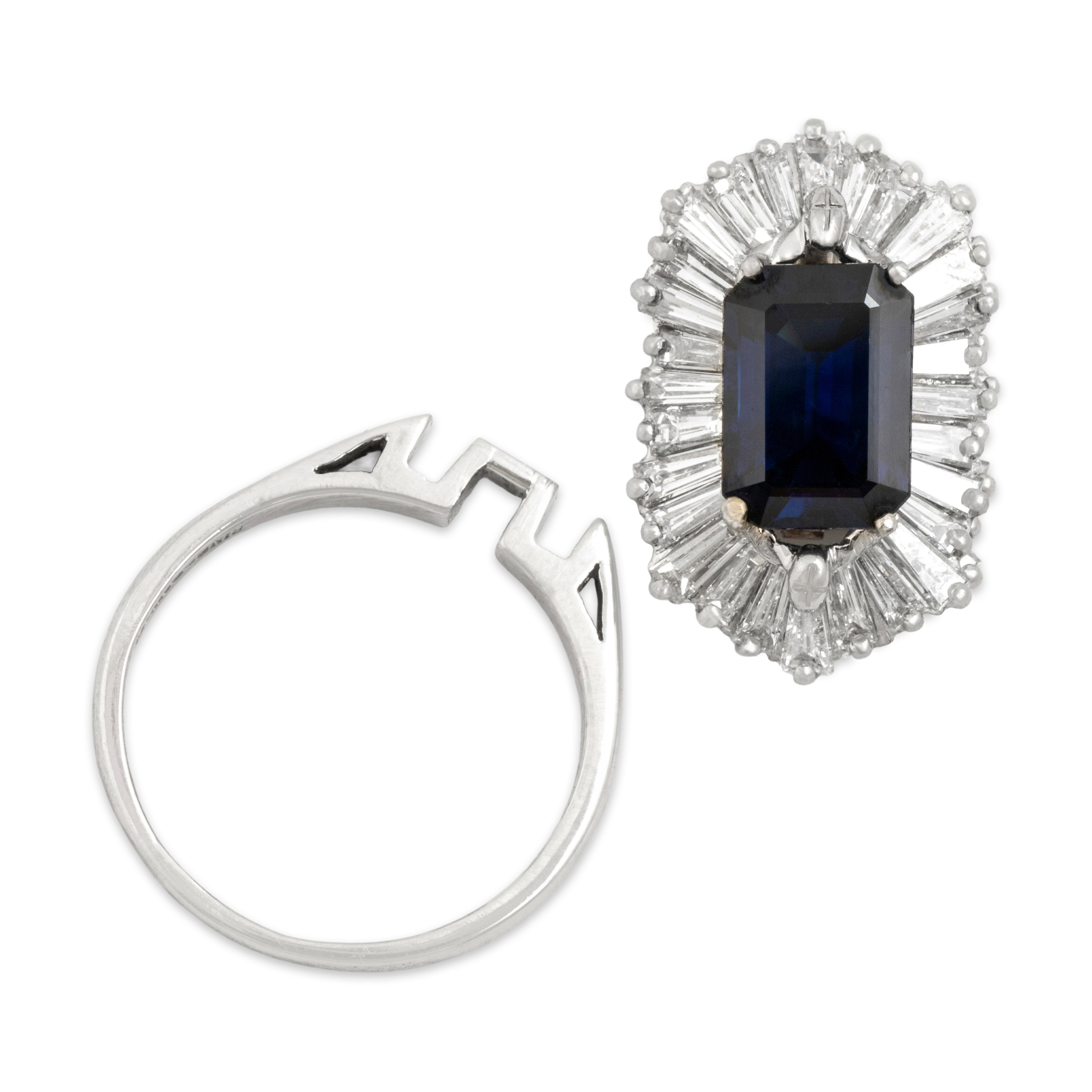 Vintage Platinum 3.01ct Blue Sapphire 1.21cttw Diamond Spectacular Ring / Pendant 6.75