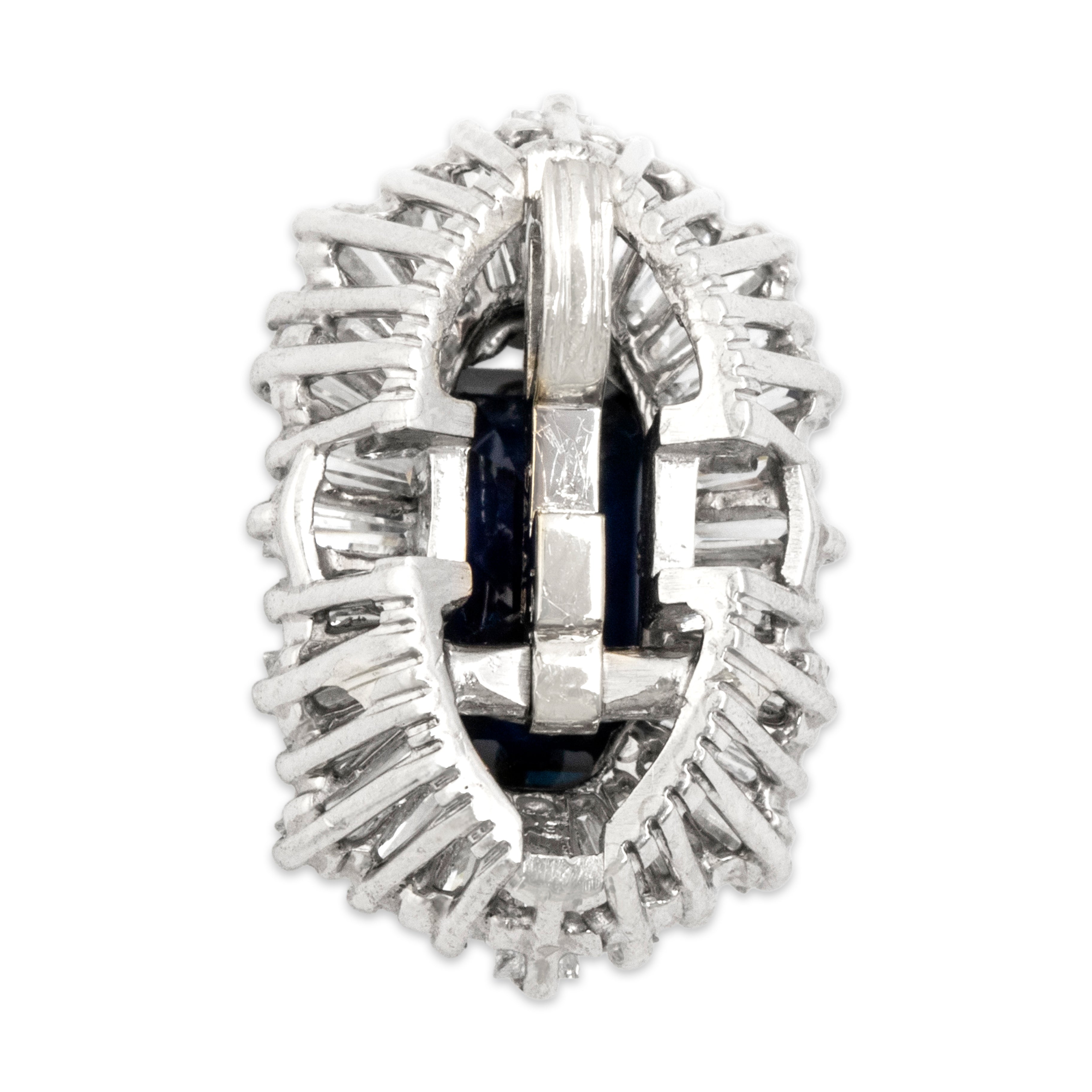 Vintage Platinum 3.01ct Blue Sapphire 1.21cttw Diamond Spectacular Ring / Pendant 6.75