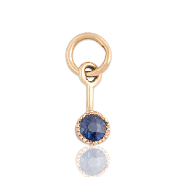 Antique 14k Yellow & Rosy Yellow Gold Blue Sapphire Drop Dangle Charm / Pendant