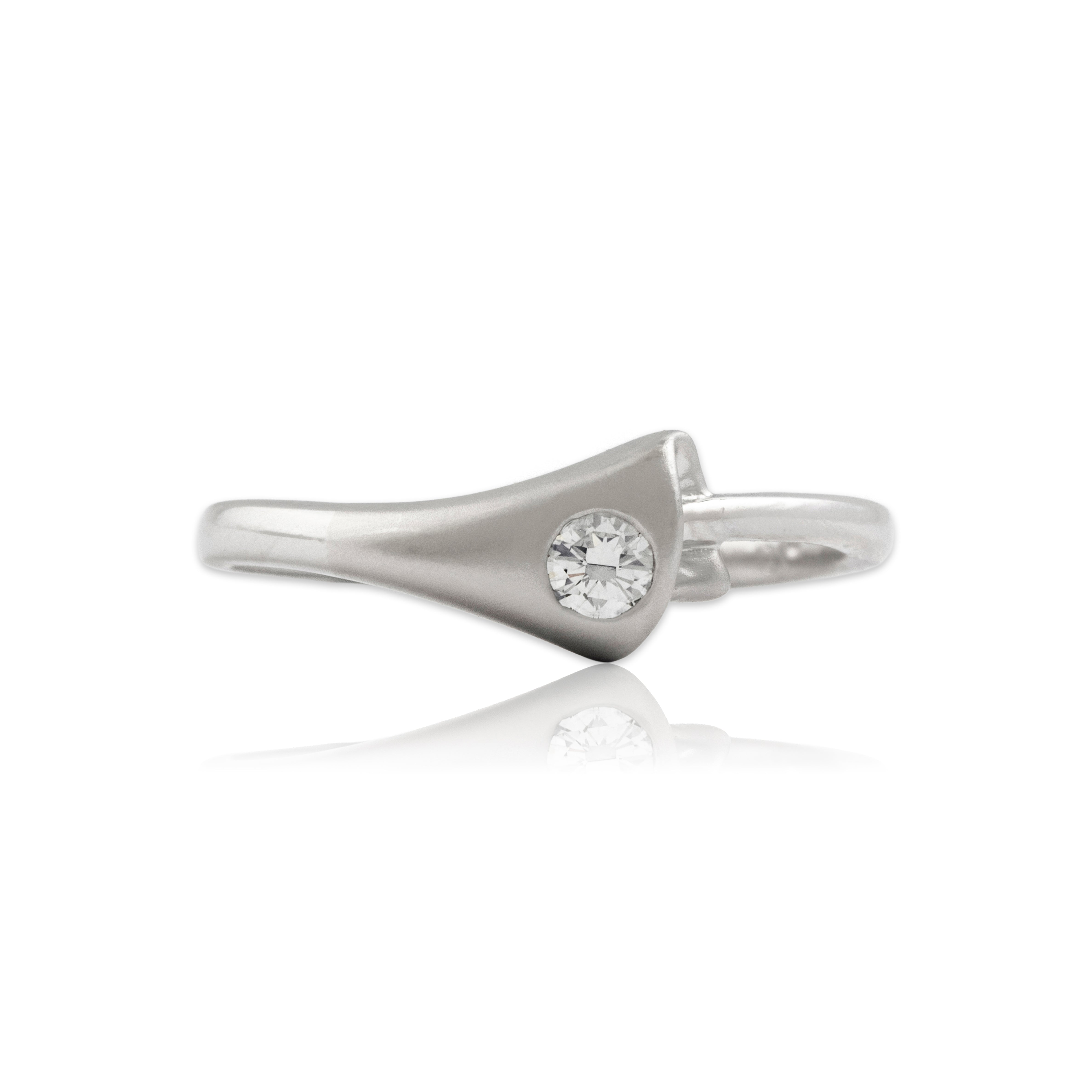 Vintage Platinum Diamond Refined Brushed Flush-Set Flair Ring - Close-up view