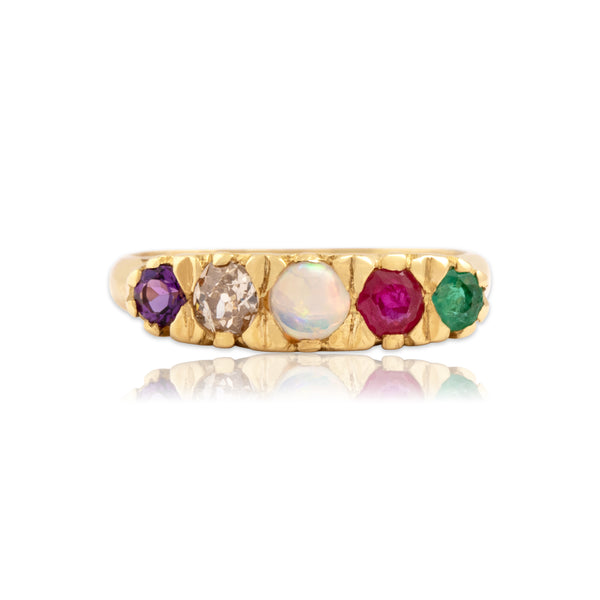 Antique 18k Yellow Gold Multi-Stone 