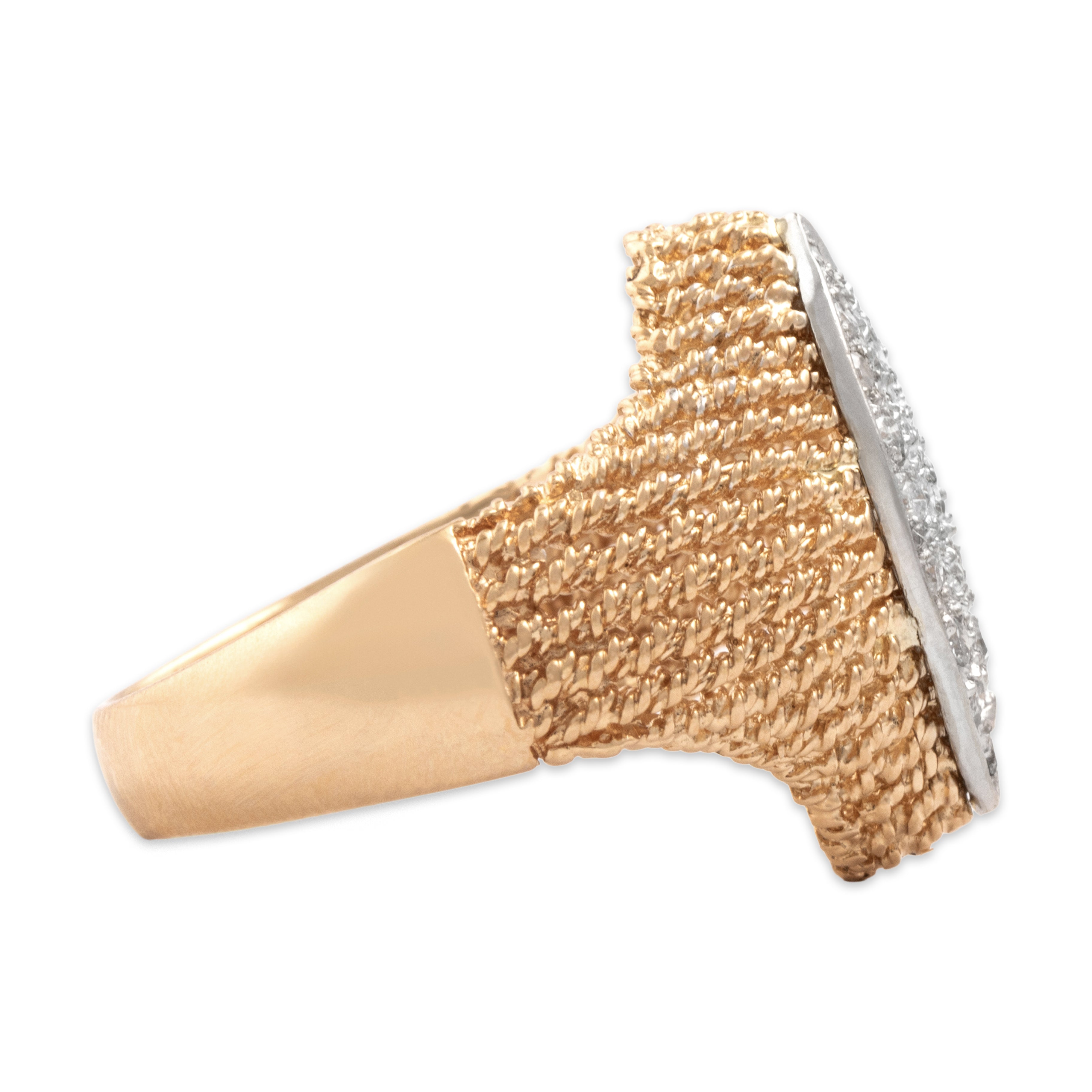 Vintage 14k Yellow & White Gold Diamond Navette Cluster Cocktail Ring 9.00