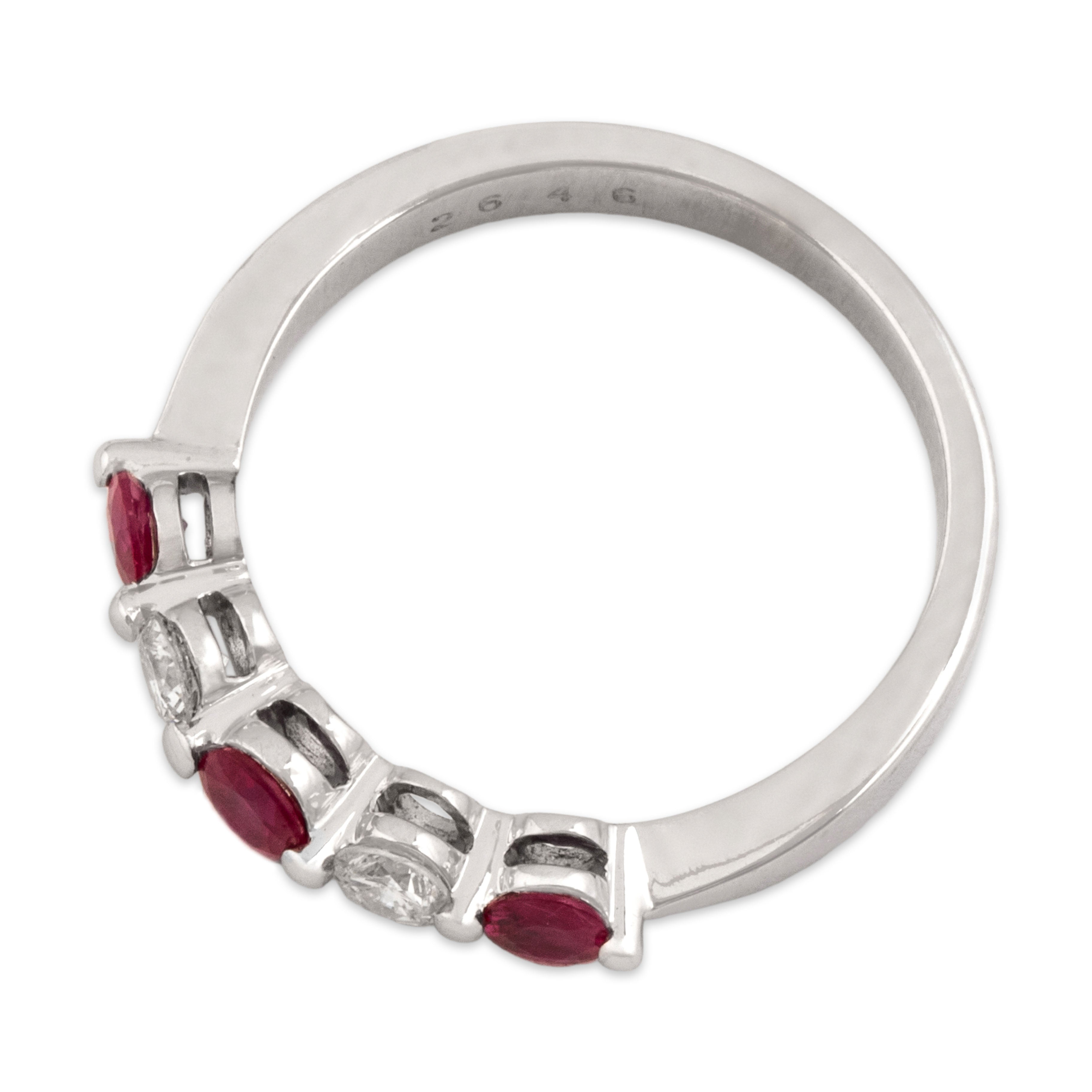 Vintage 14k White Gold [Custom Carat] Vibrant Sparkling Line Ring - Overall view