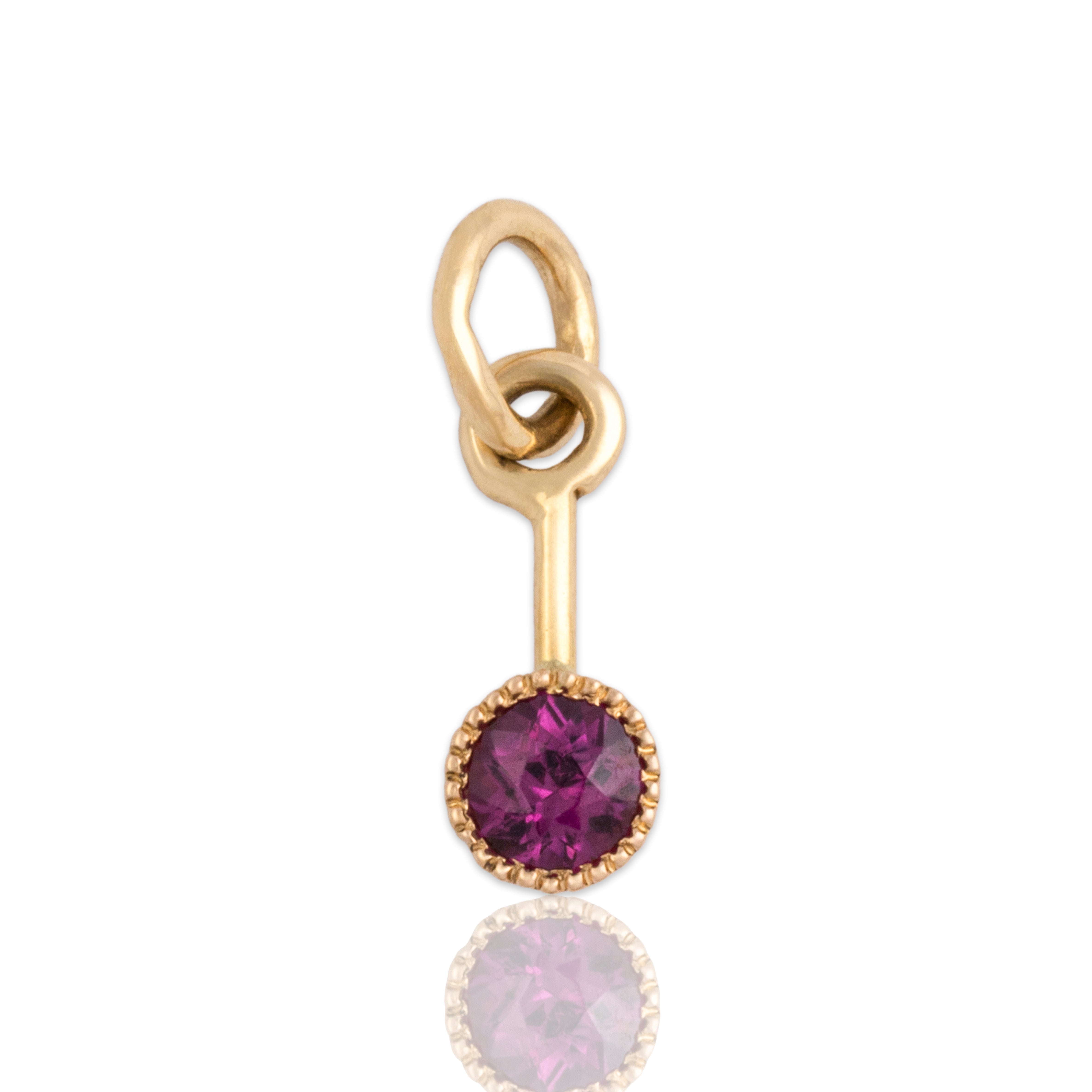 Antique 14k Yellow & Rosy Yellow Gold Dark Pink Garnet Drop Dangle Charm / Pendant