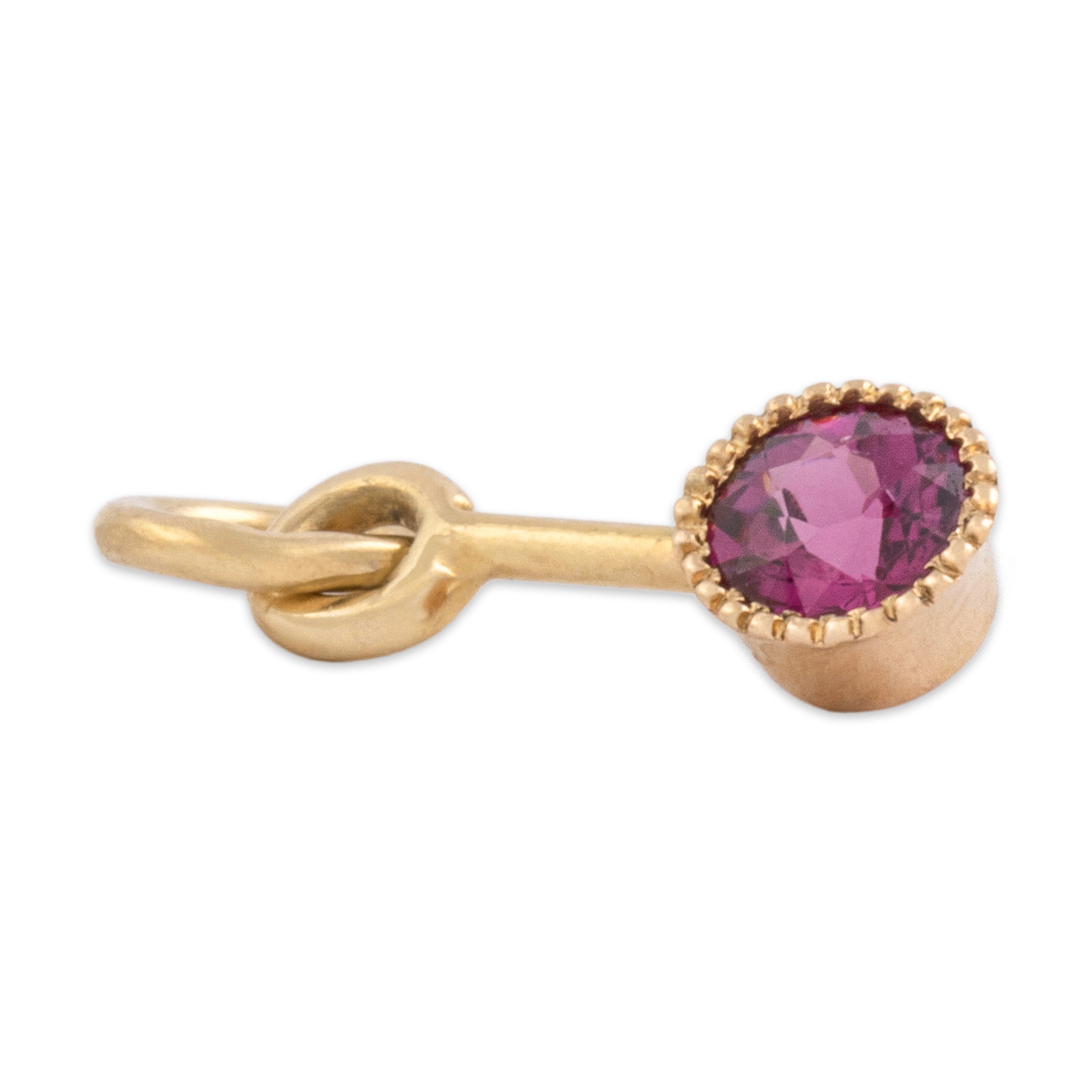 Antique 14k Yellow & Rosy Yellow Gold Dark Pink Garnet Drop Dangle Charm / Pendant