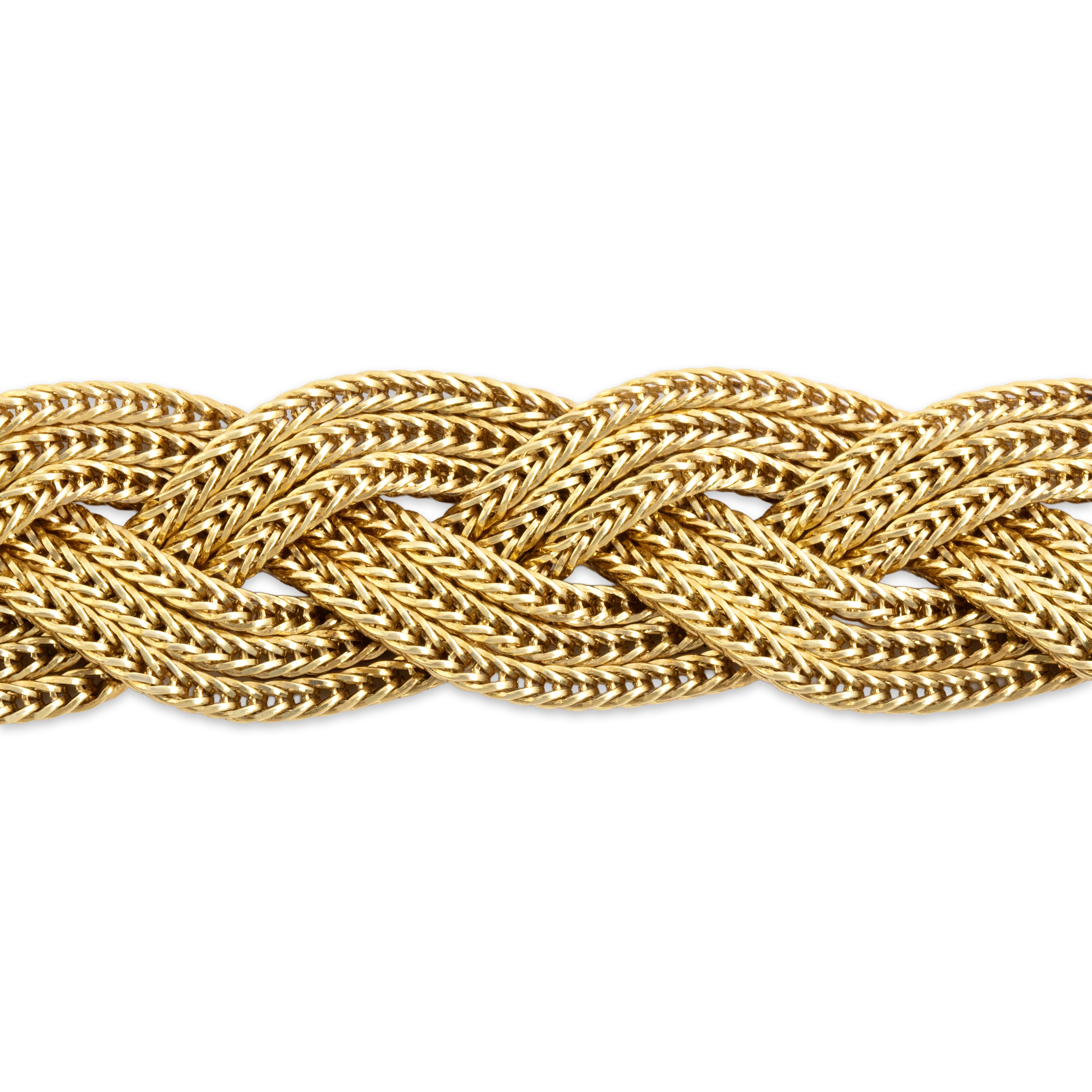 Vintage Substantial 14k Yellow Gold Wonderful Braided Chain Bracelet - Close-up view