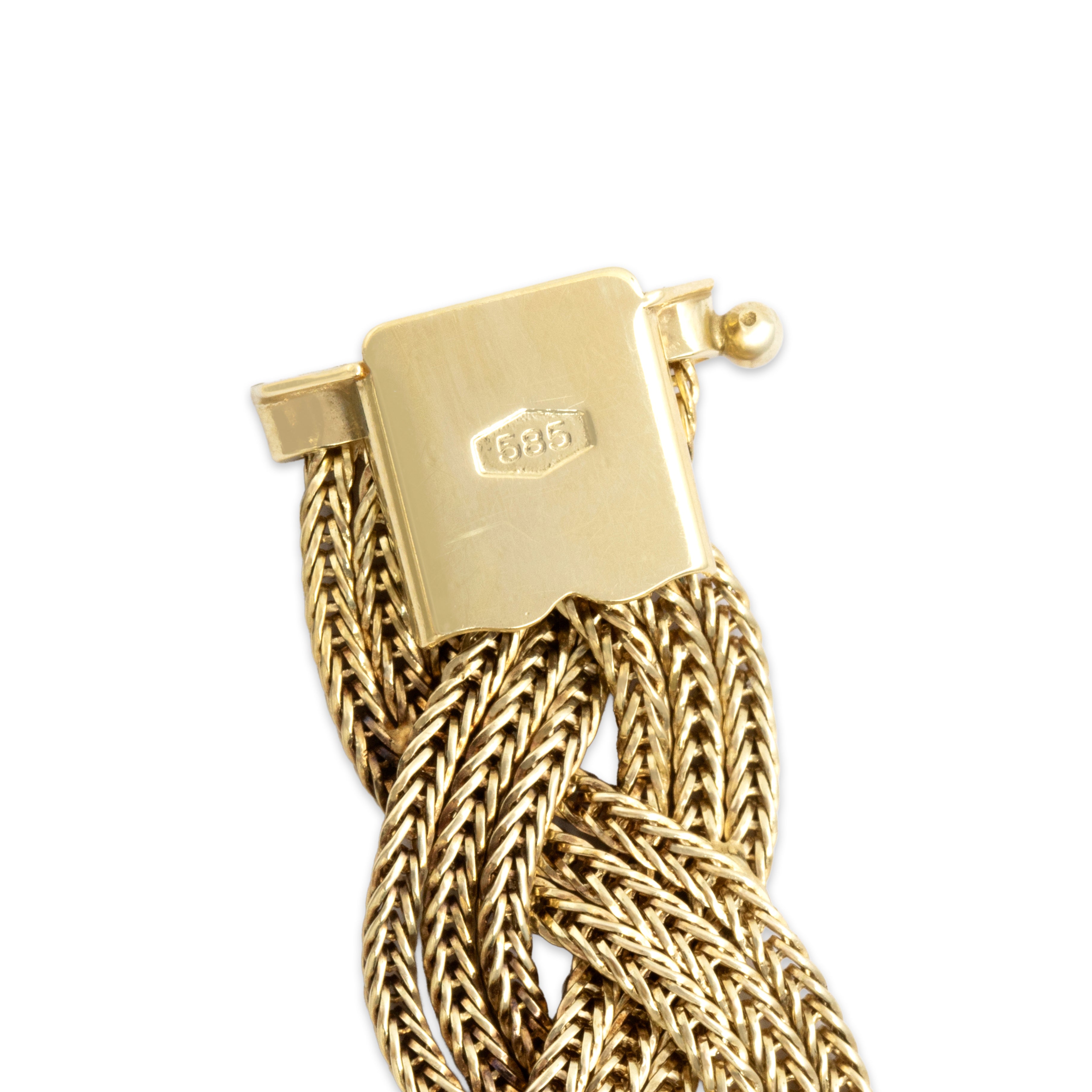 Vintage Substantial 14k Yellow Gold Wonderful Braided Chain Bracelet - Hallmark view