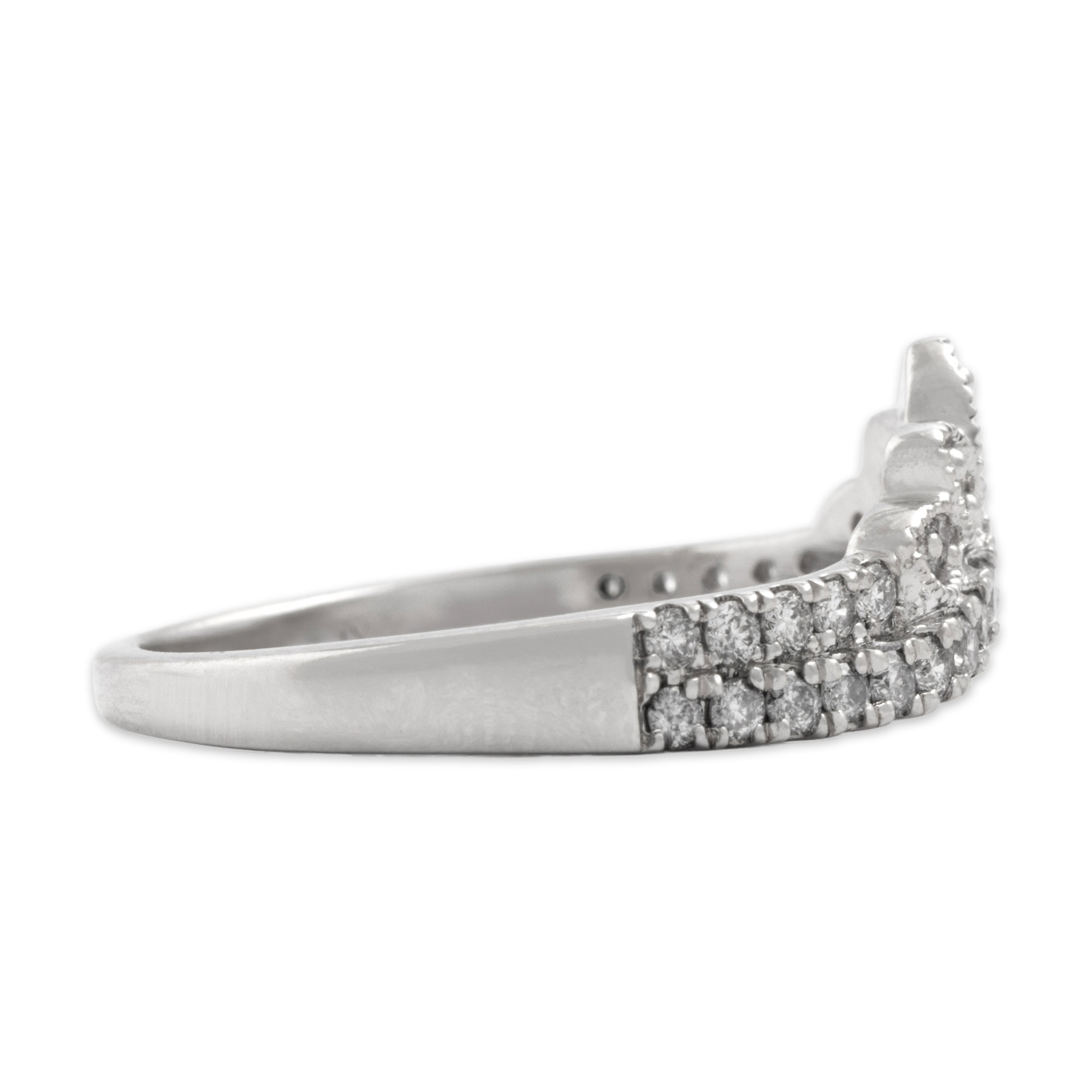 Estate 14k White Gold Diamond Dazzling Princess Tiara Band Ring - Side view