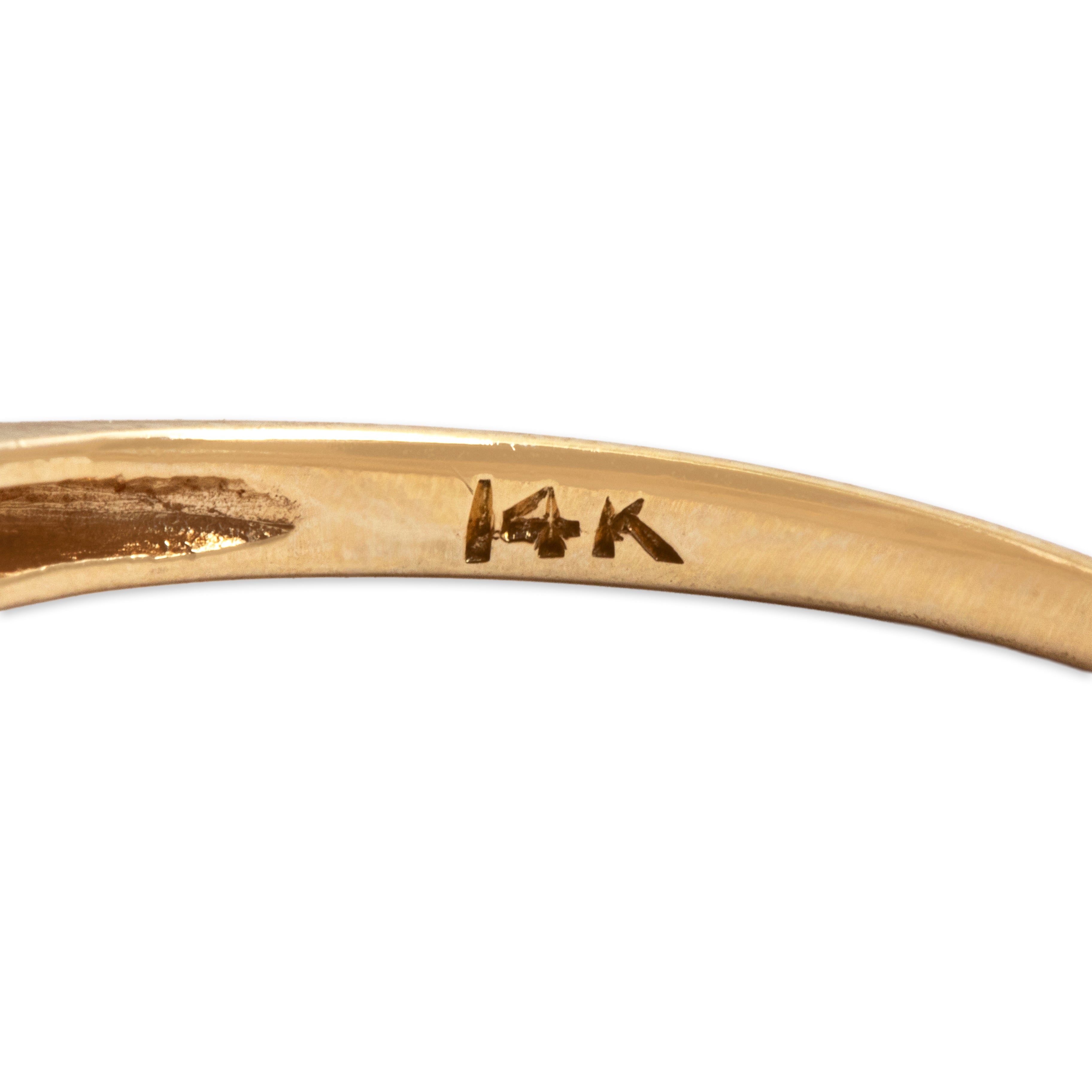 Vintage 14k Yellow & White Gold Old European Cut Diamond Sparkling Square-Set Solitaire Ring -Hallmark view