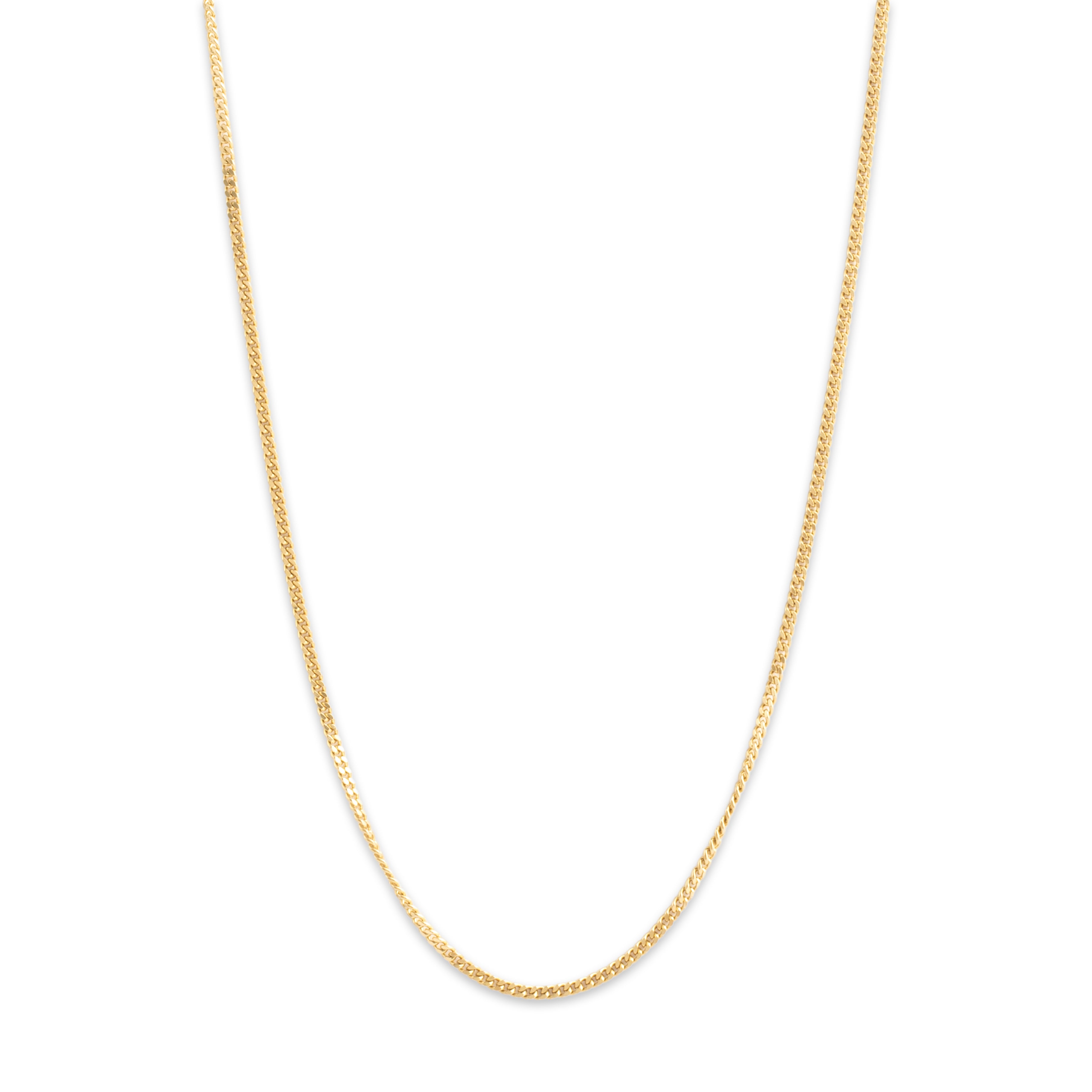 Vintage Substantial 18k Yellow Gold 1.8mm Sleek Long Curb Chain - Close-up view