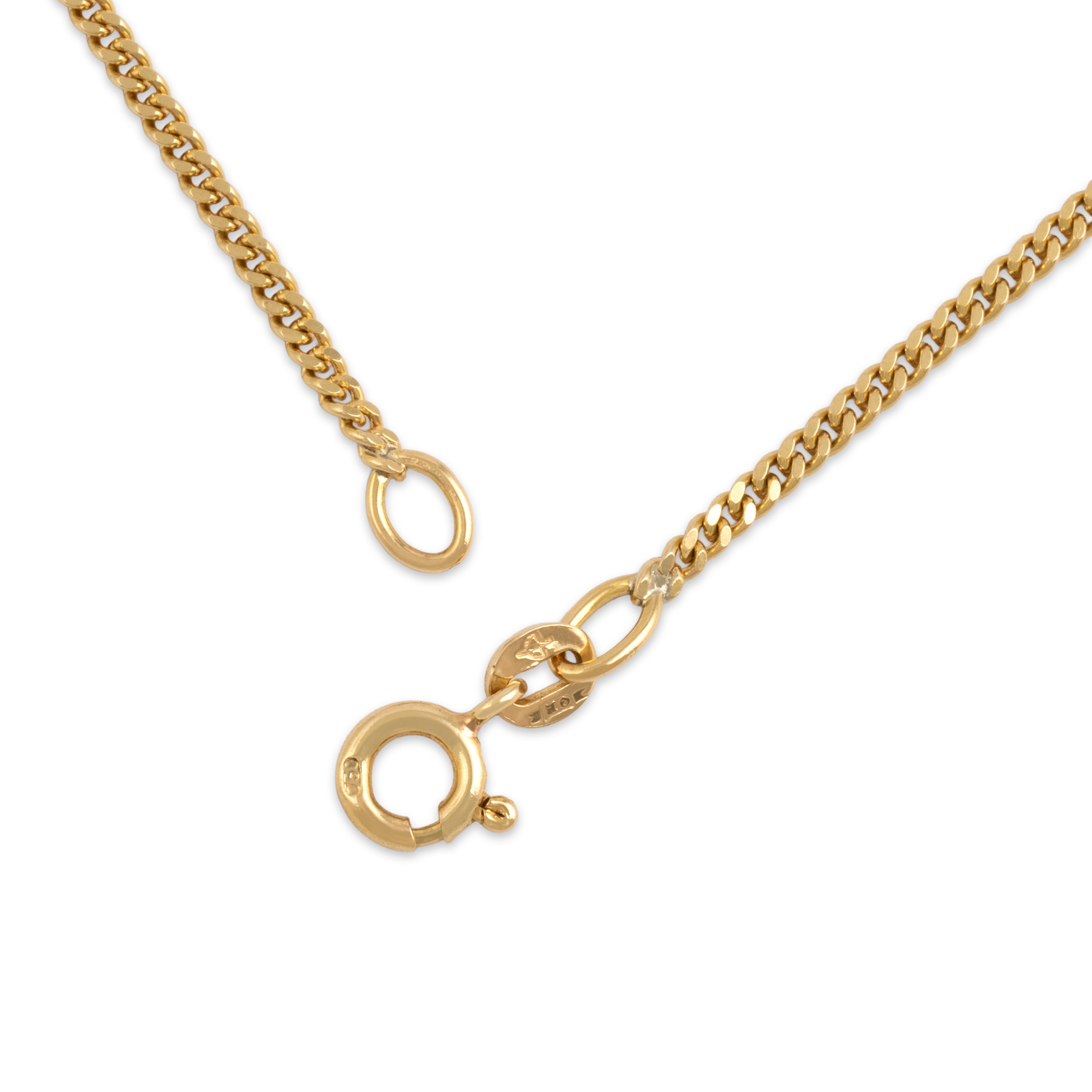 Vintage Substantial 18k Yellow Gold 1.8mm Sleek Long Curb Chain - clasp view