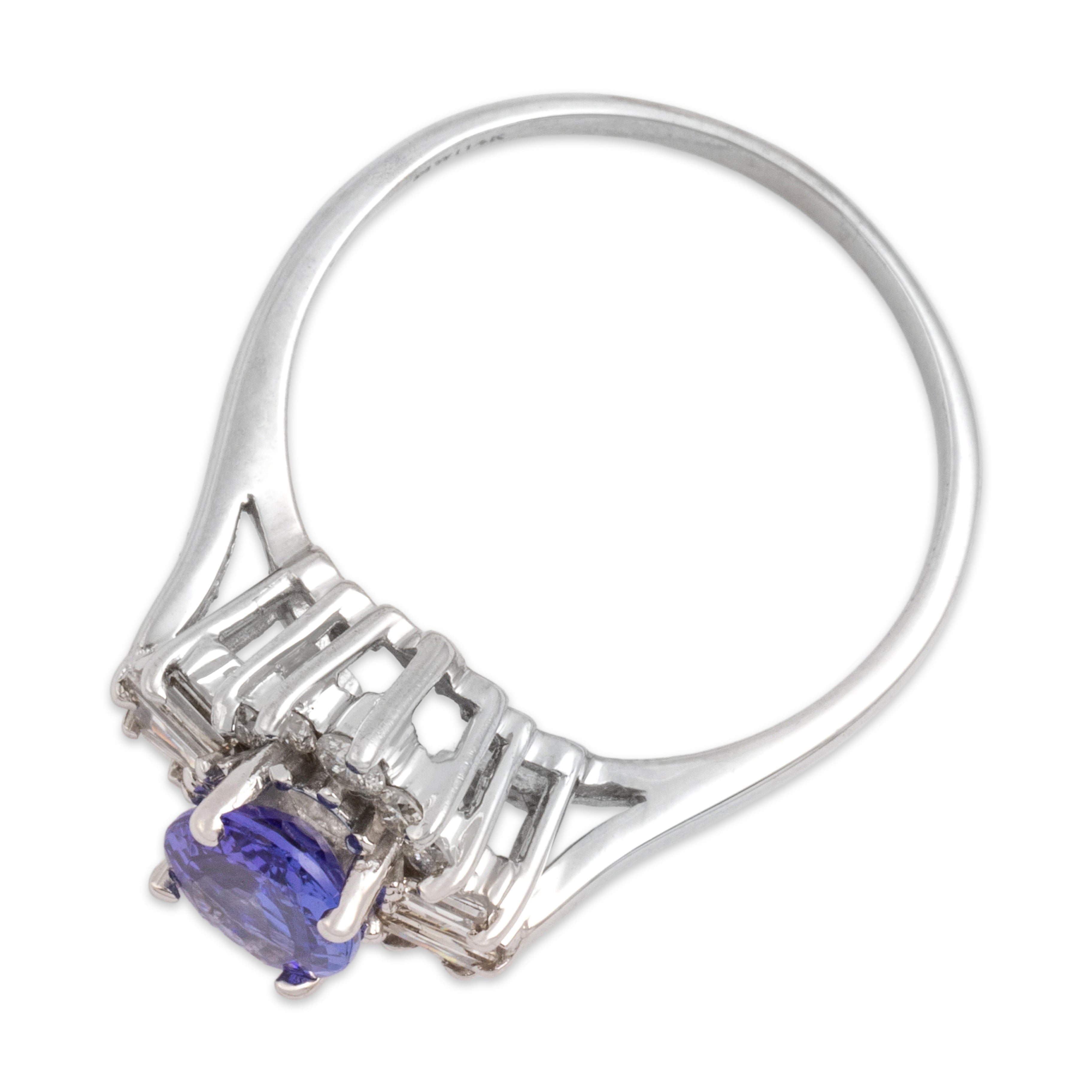Vintage 14k White Gold 1.09ct Tanzanite Diamond Dynamic Starburst Halo Ring - Overall view