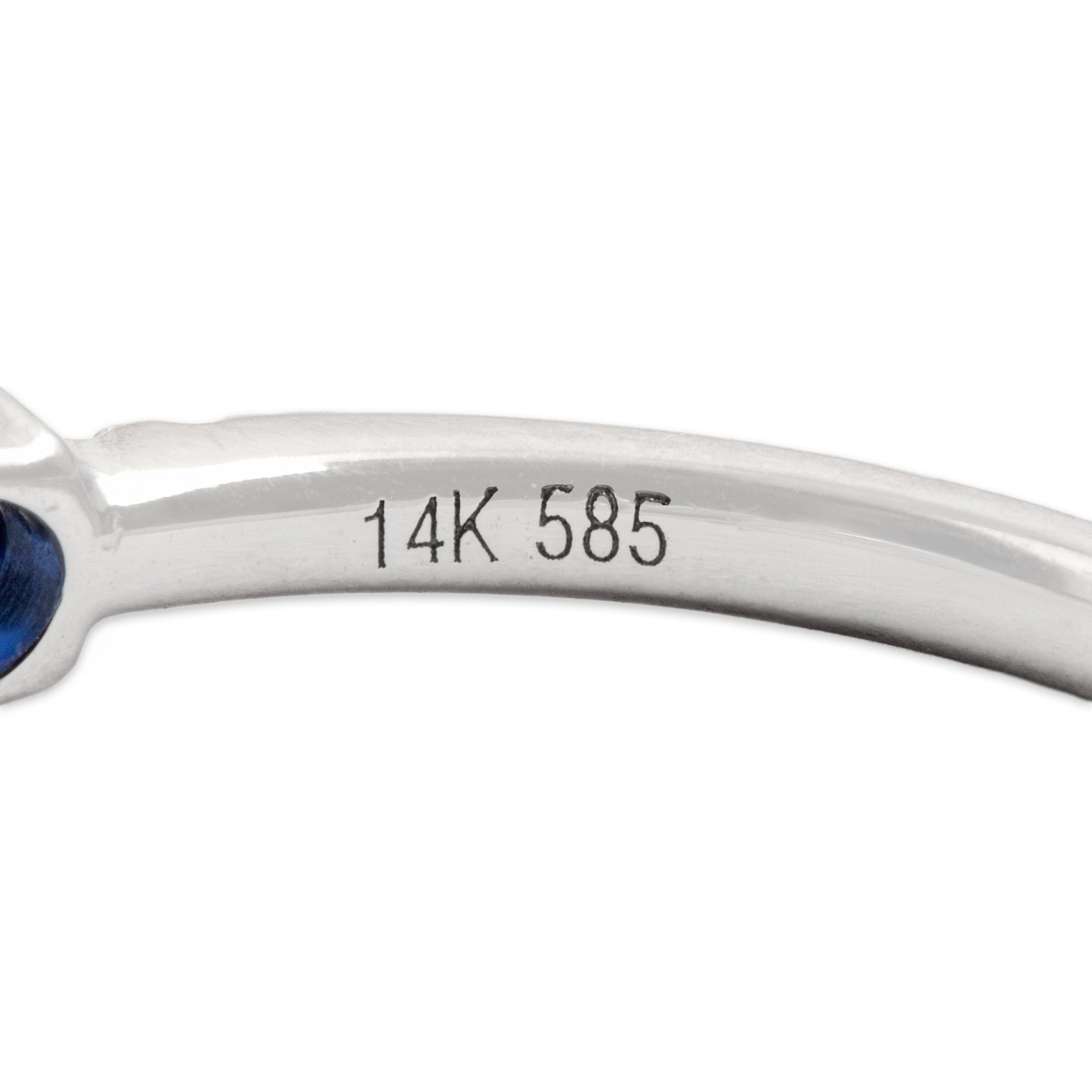 Estate 14k White Gold .86cttw Blue Sapphire Diamond Vibrant East-West Trio Band Ring - Hallmark view