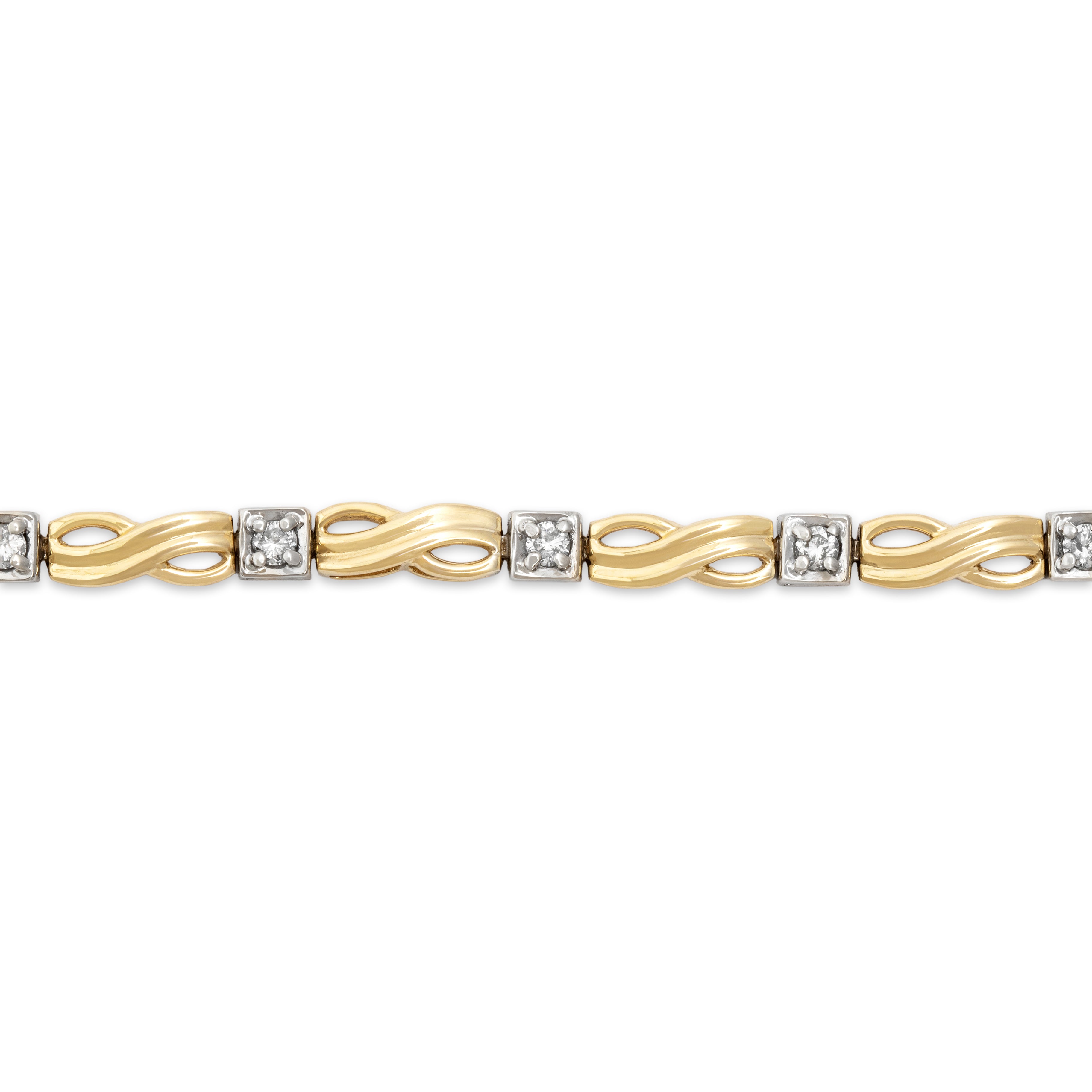 Vintage 14k Yellow & White Gold .56cttw Diamond Infinity Link Square Station Bracelet - detail view #1
