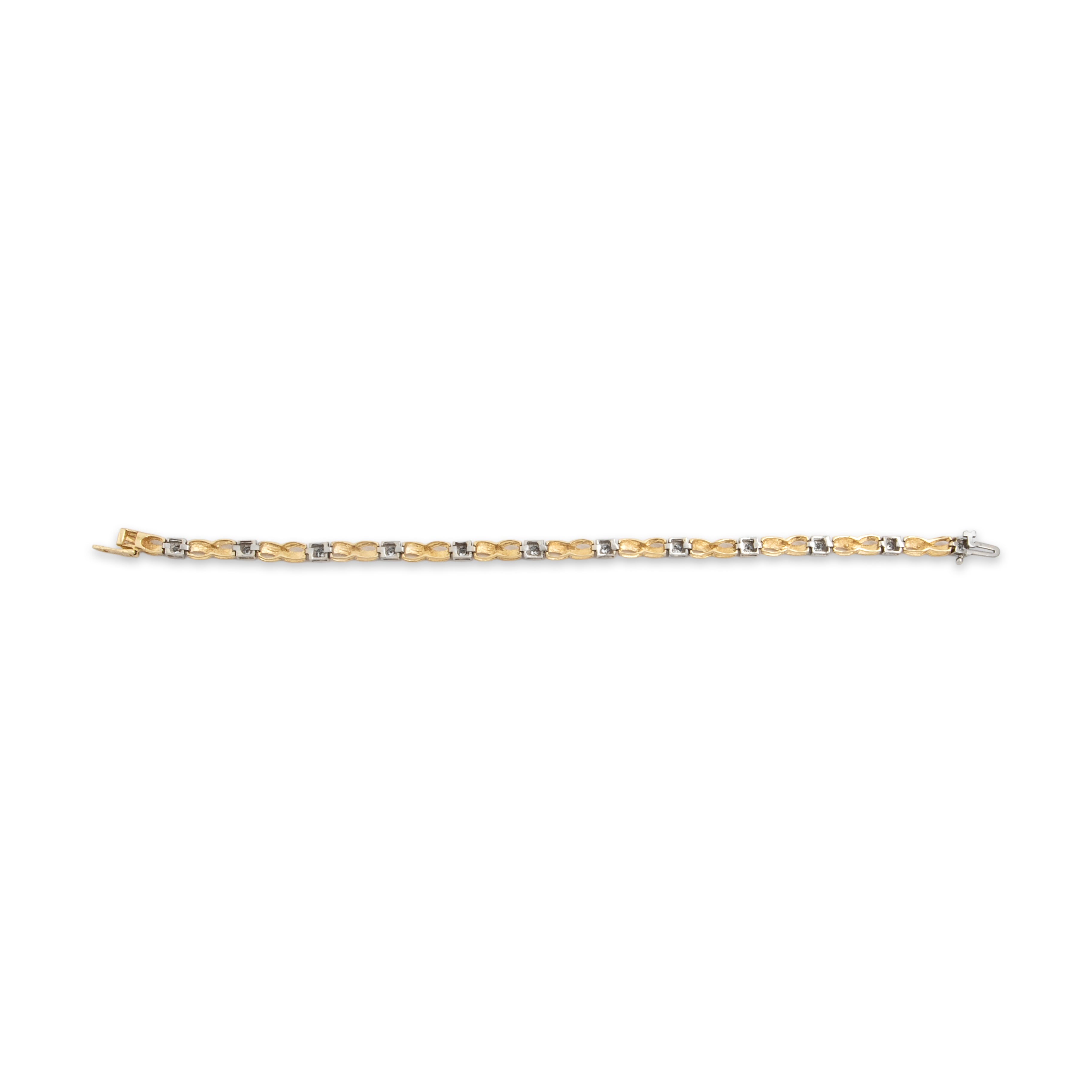 Vintage 14k Yellow & White Gold .56cttw Diamond Infinity Link Square Station Bracelet - Back view