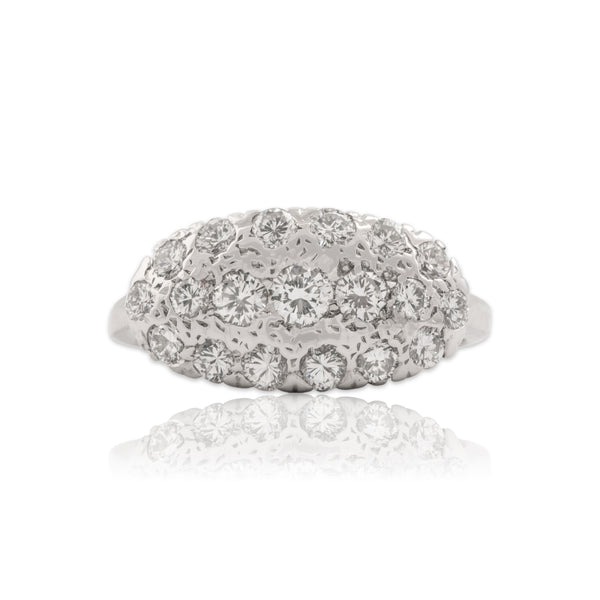 Vintage 14k White Gold .92cttw Diamond Sparkling Cluster Ring 6.50