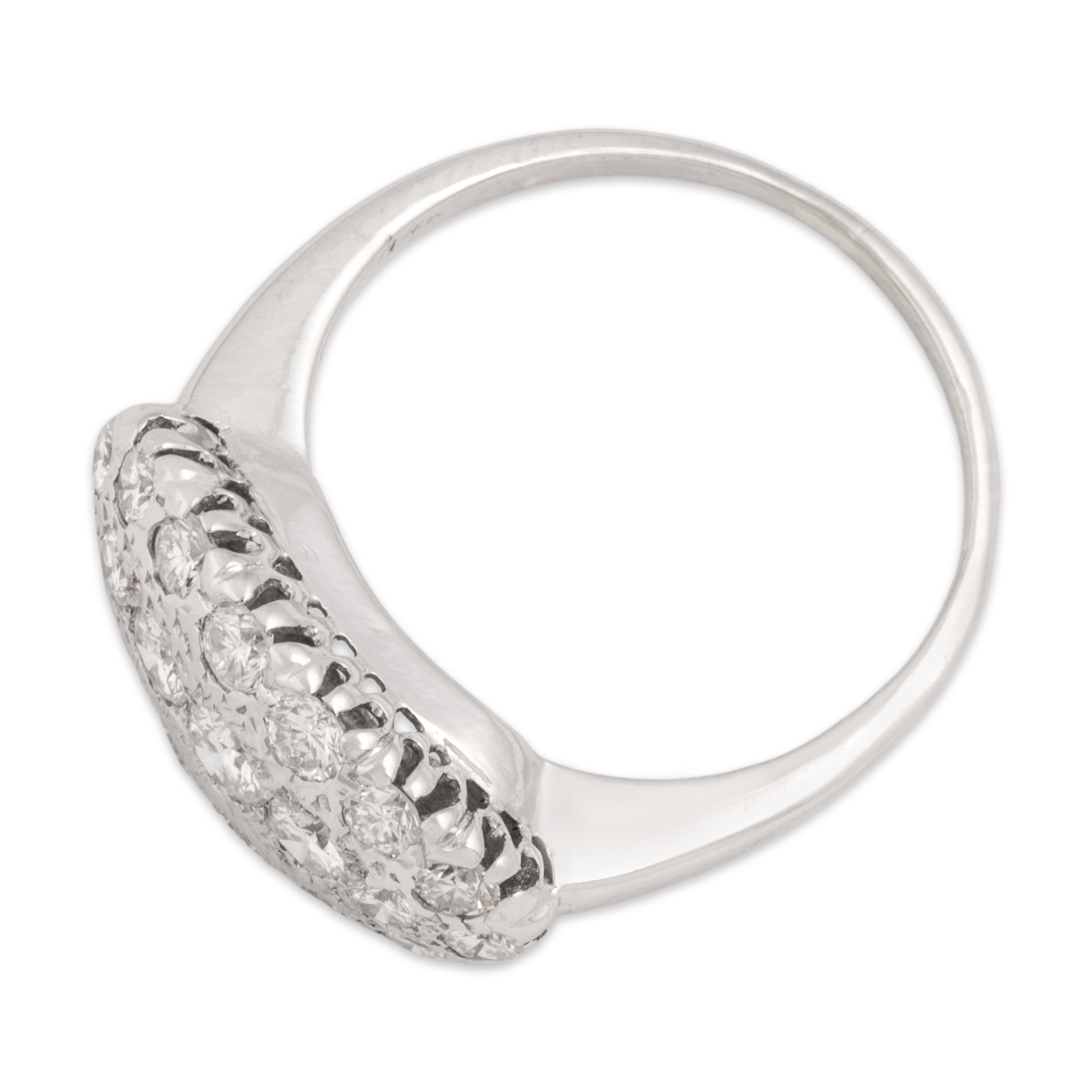 Vintage 14k White Gold .92cttw Diamond Sparkling Cluster Ring - Overall view