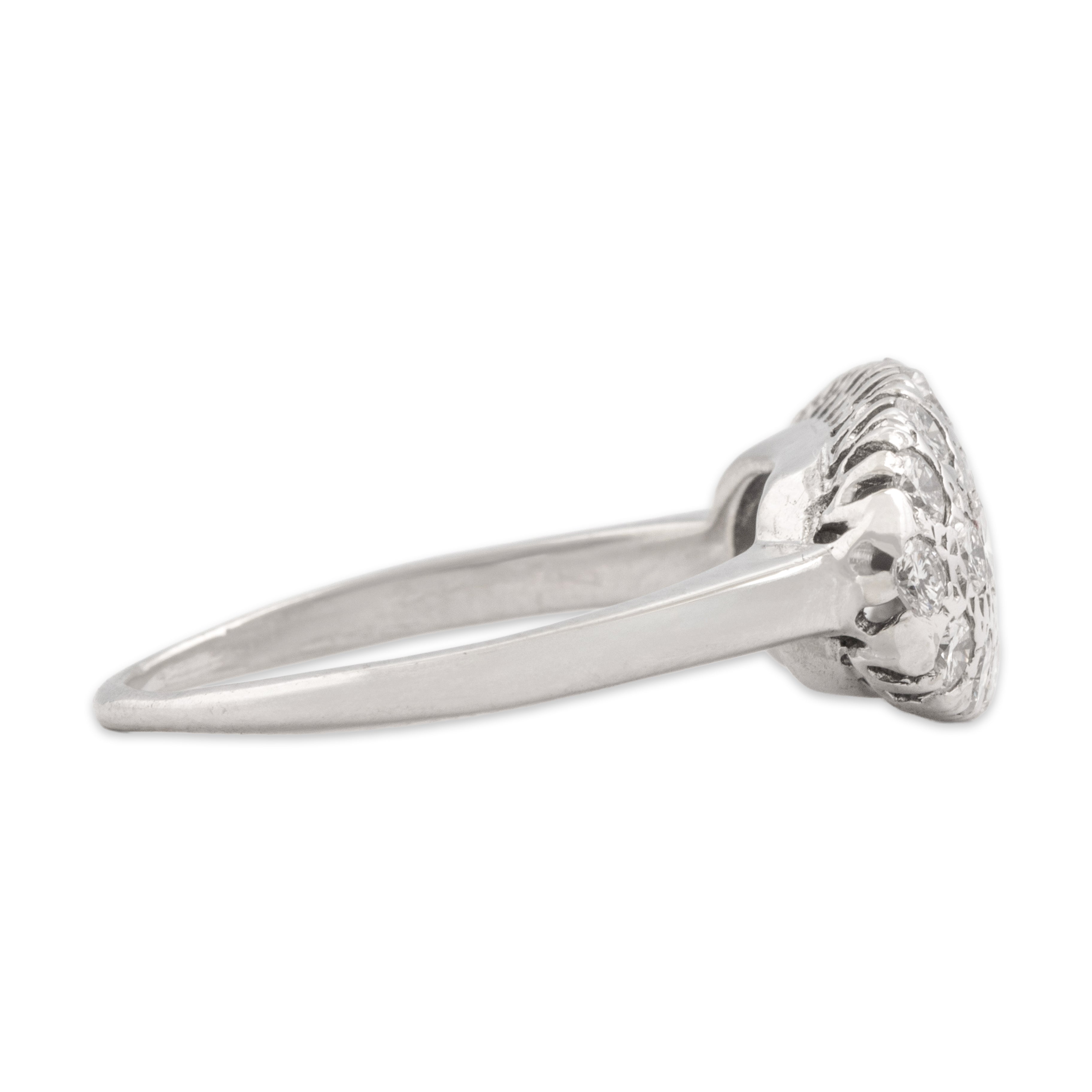 Vintage 14k White Gold .92cttw Diamond Sparkling Cluster Ring - Side view