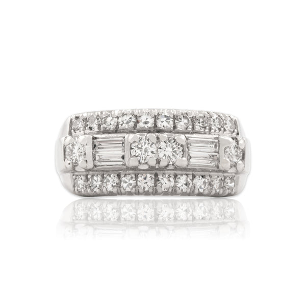 Vintage Platinum .74cttw Diamond Dazzling Mixed-Cut Line Ring 5.50