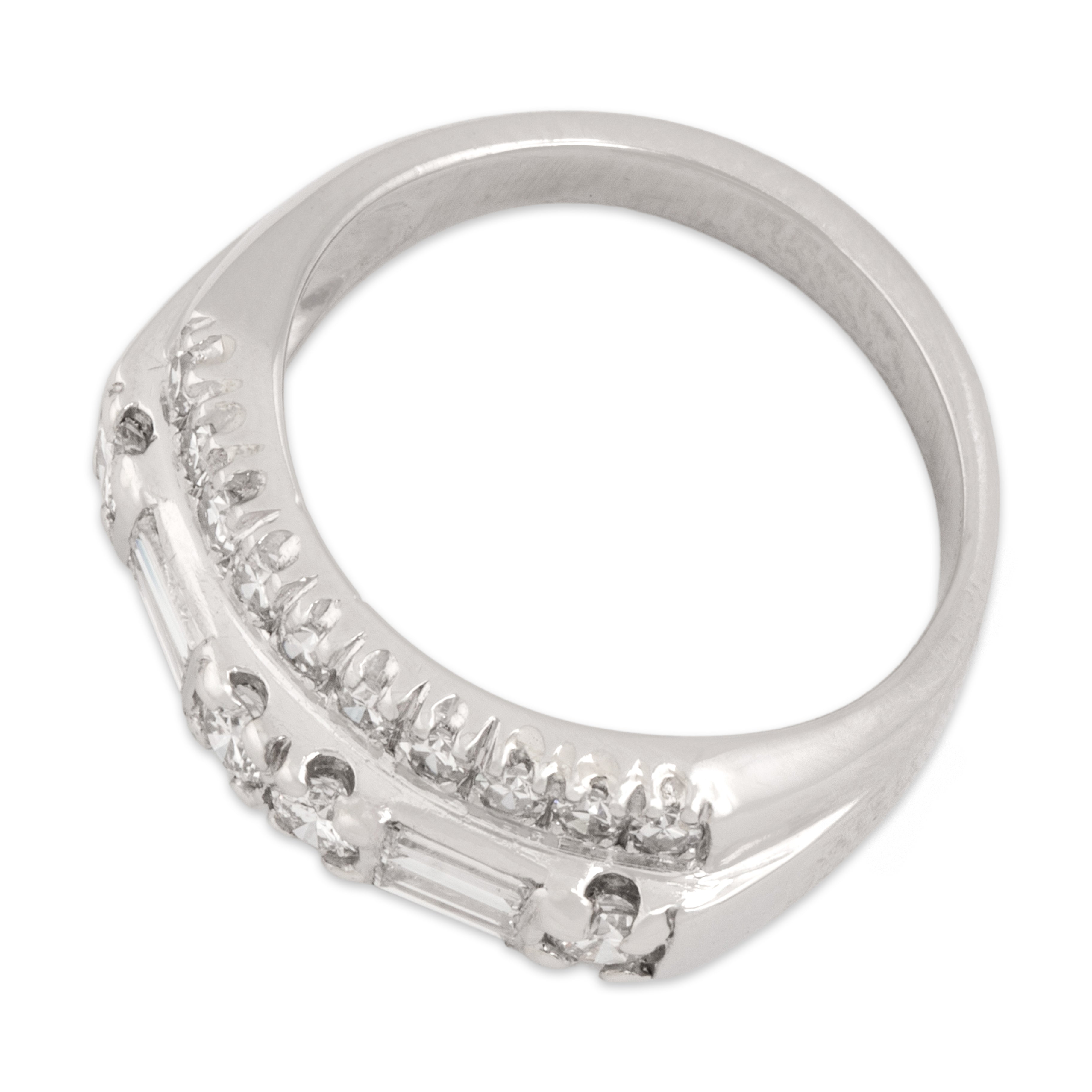Vintage Platinum .74cttw Diamond Dazzling Mixed-Cut Line Ring - Overall view