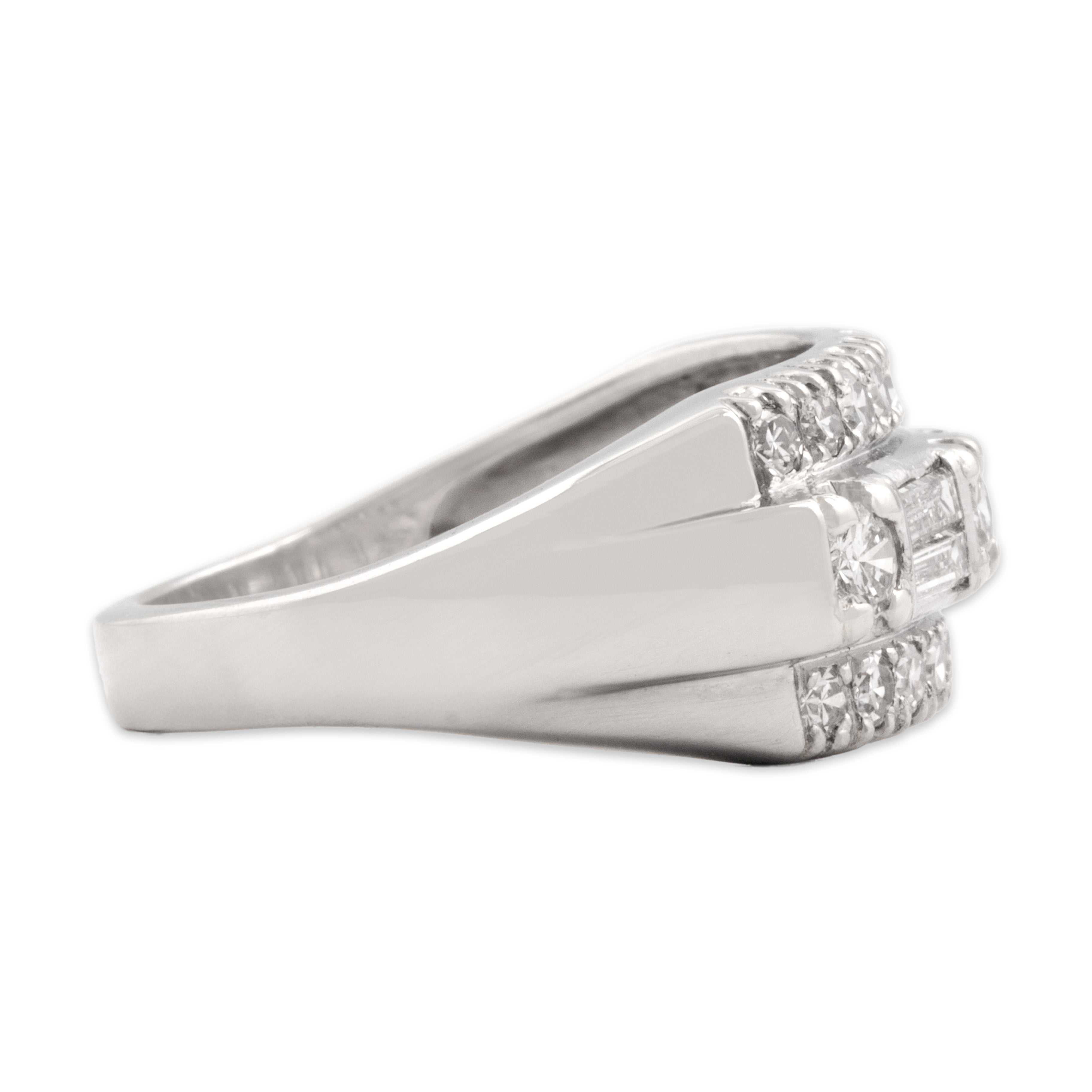 Vintage Platinum .74cttw Diamond Dazzling Mixed-Cut Line Ring - Side view