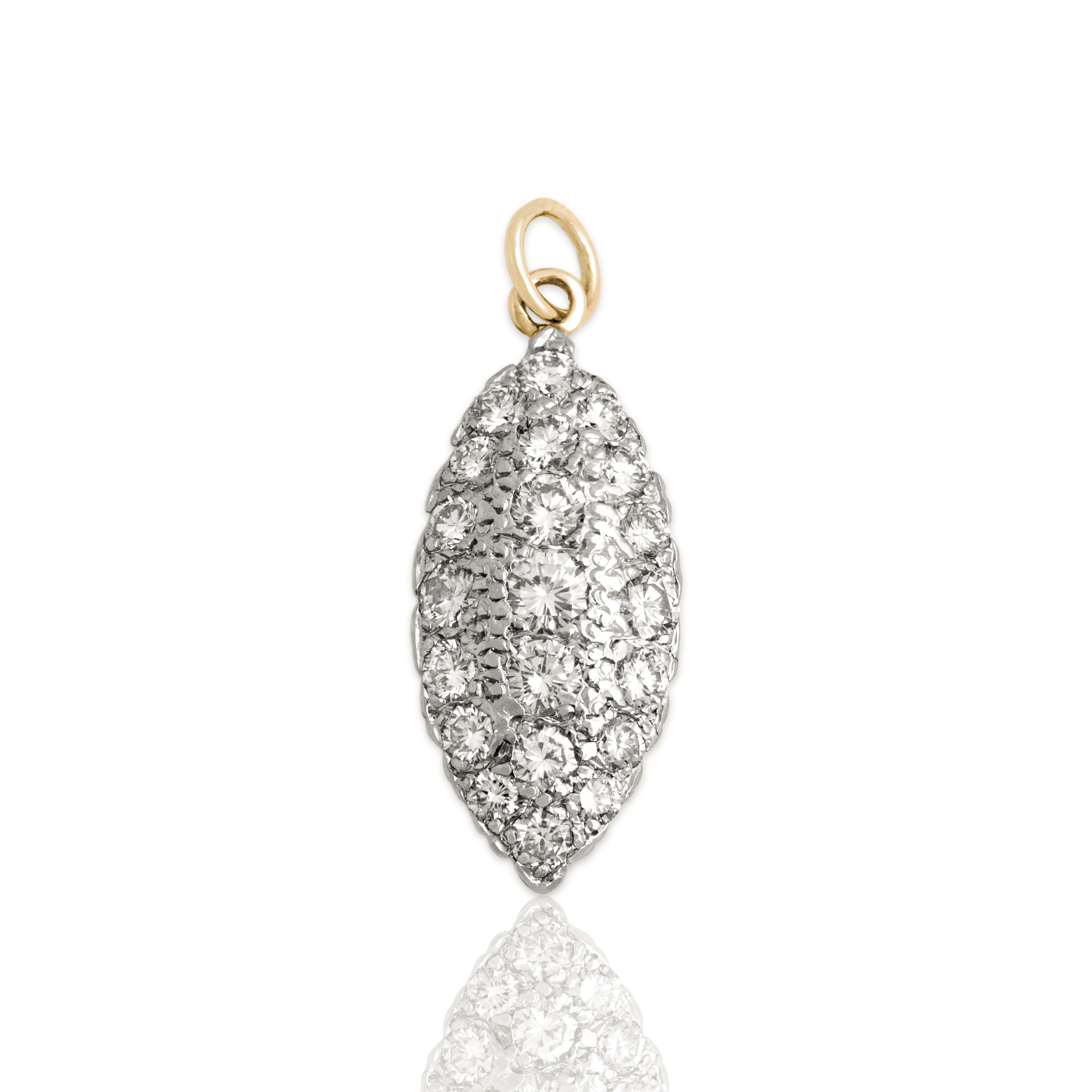 Vintage 14k White & Yellow Gold 1.17cttw Diamond Dazzling Navette Pendant