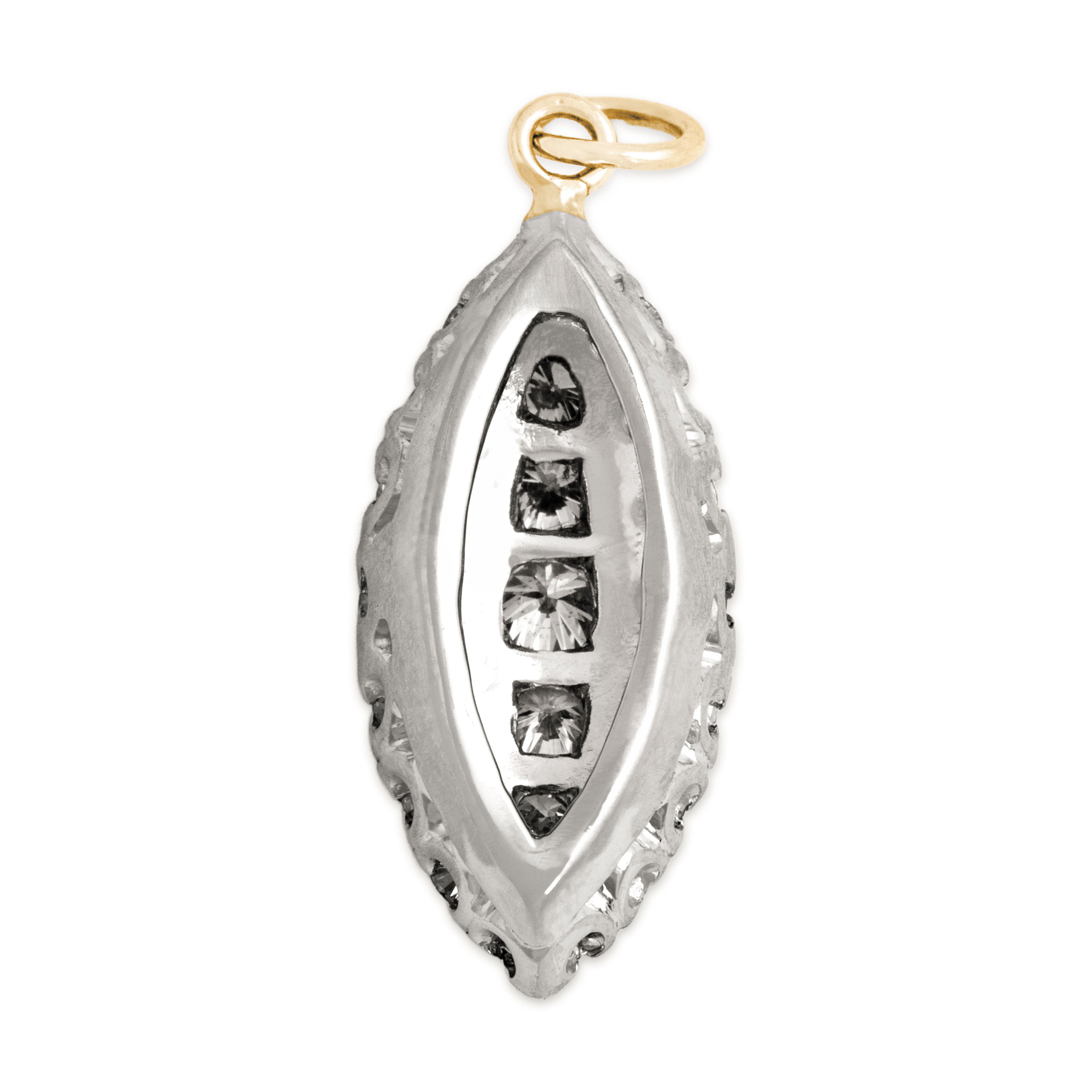 Vintage 14k White & Yellow Gold 1.17cttw Diamond Dazzling Navette Pendant