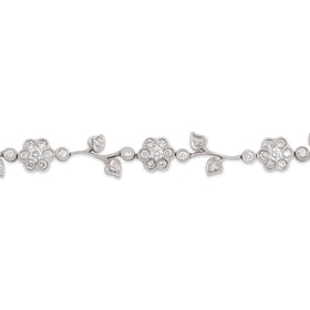 Vintage 18k White Gold 1.23cttw Diamond Milgrain Floral Bezel Bracelet 6.75"