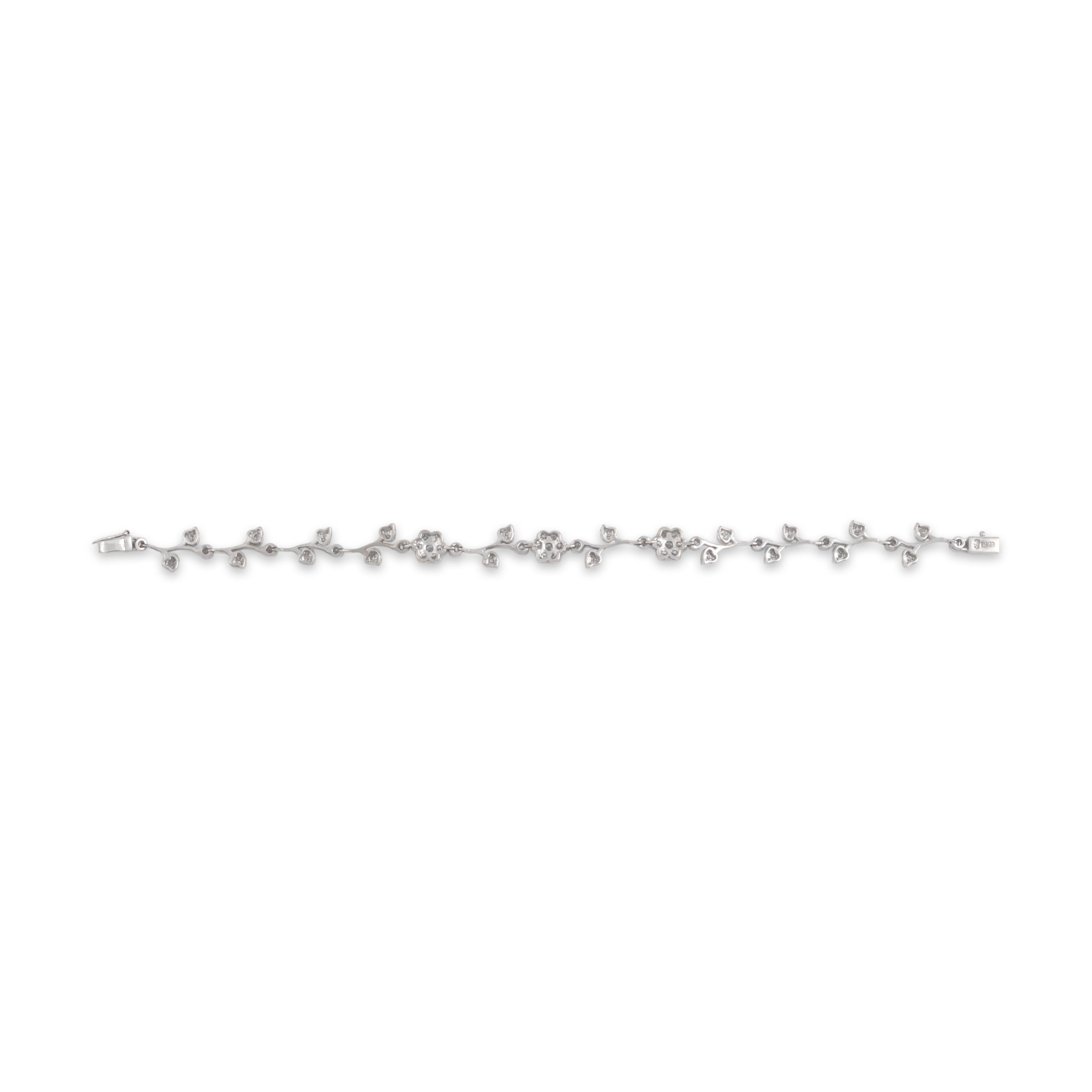 Vintage 18k White Gold [Custom Carat] Milgrain Floral Bezel Bracelet - Back view
