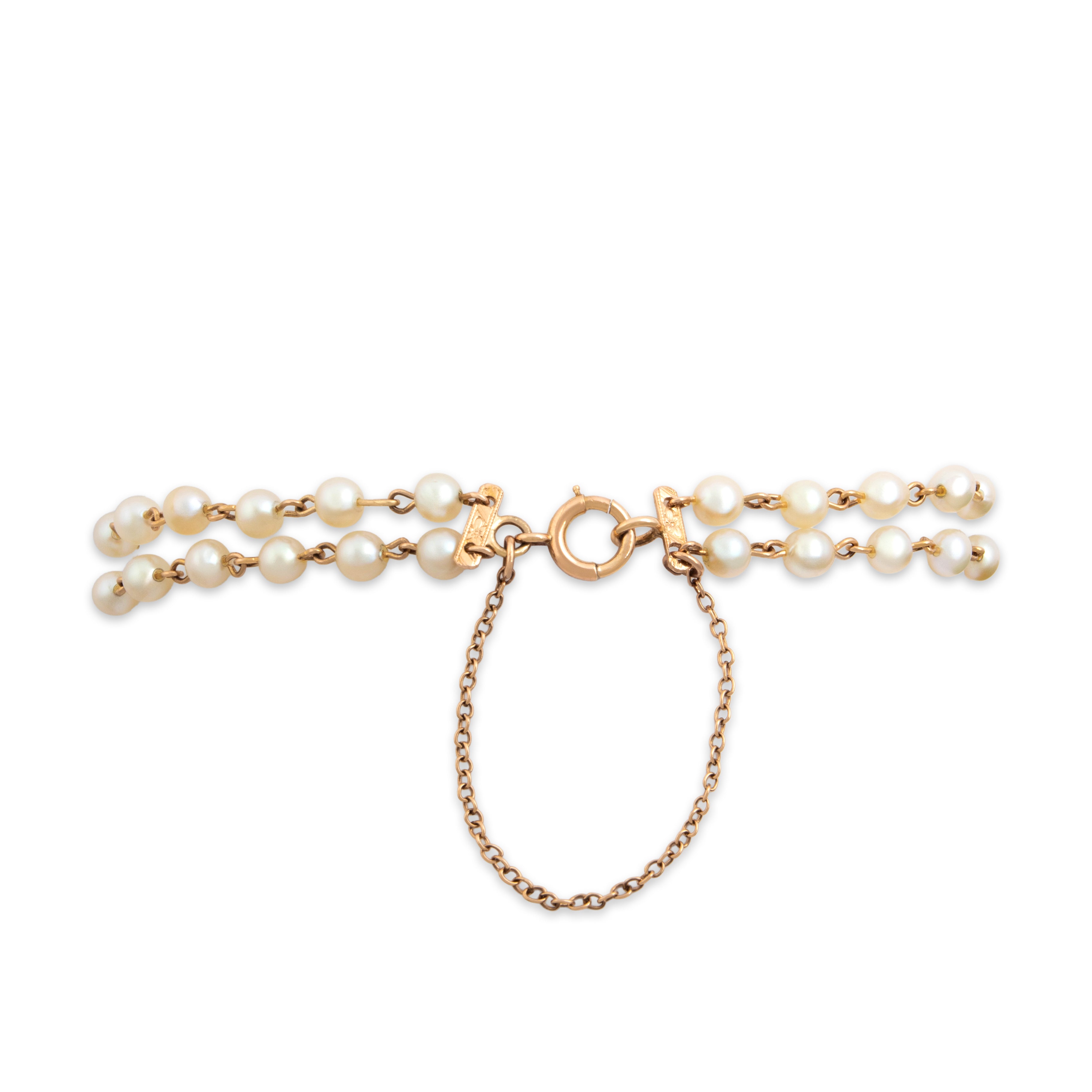 Vintage 10k Yellow Gold Pearl Flower Cluster Bracelet - clasp view