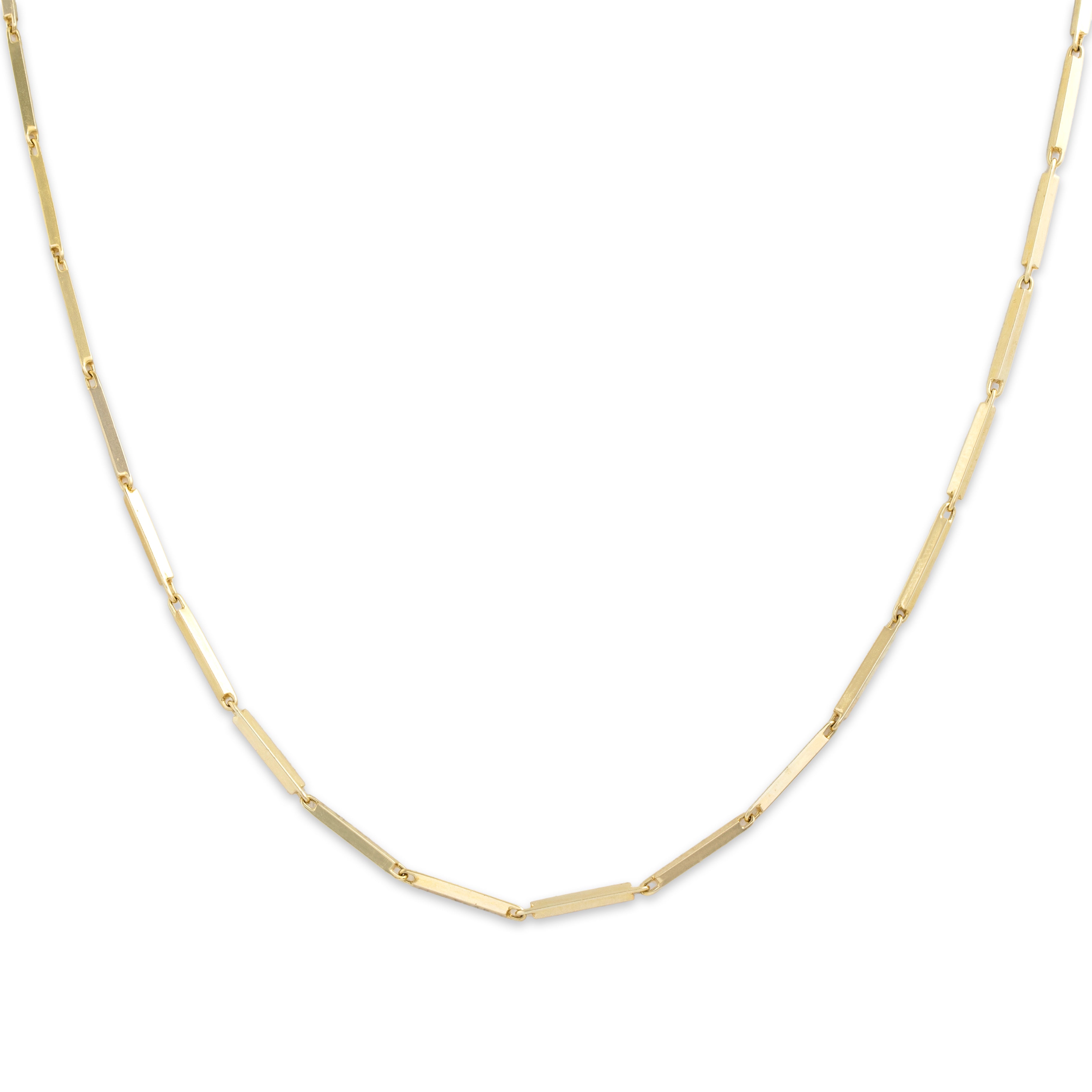 Vintage 14k Yellow Gold Sleek Bar Link Chain Necklace - Close-up view