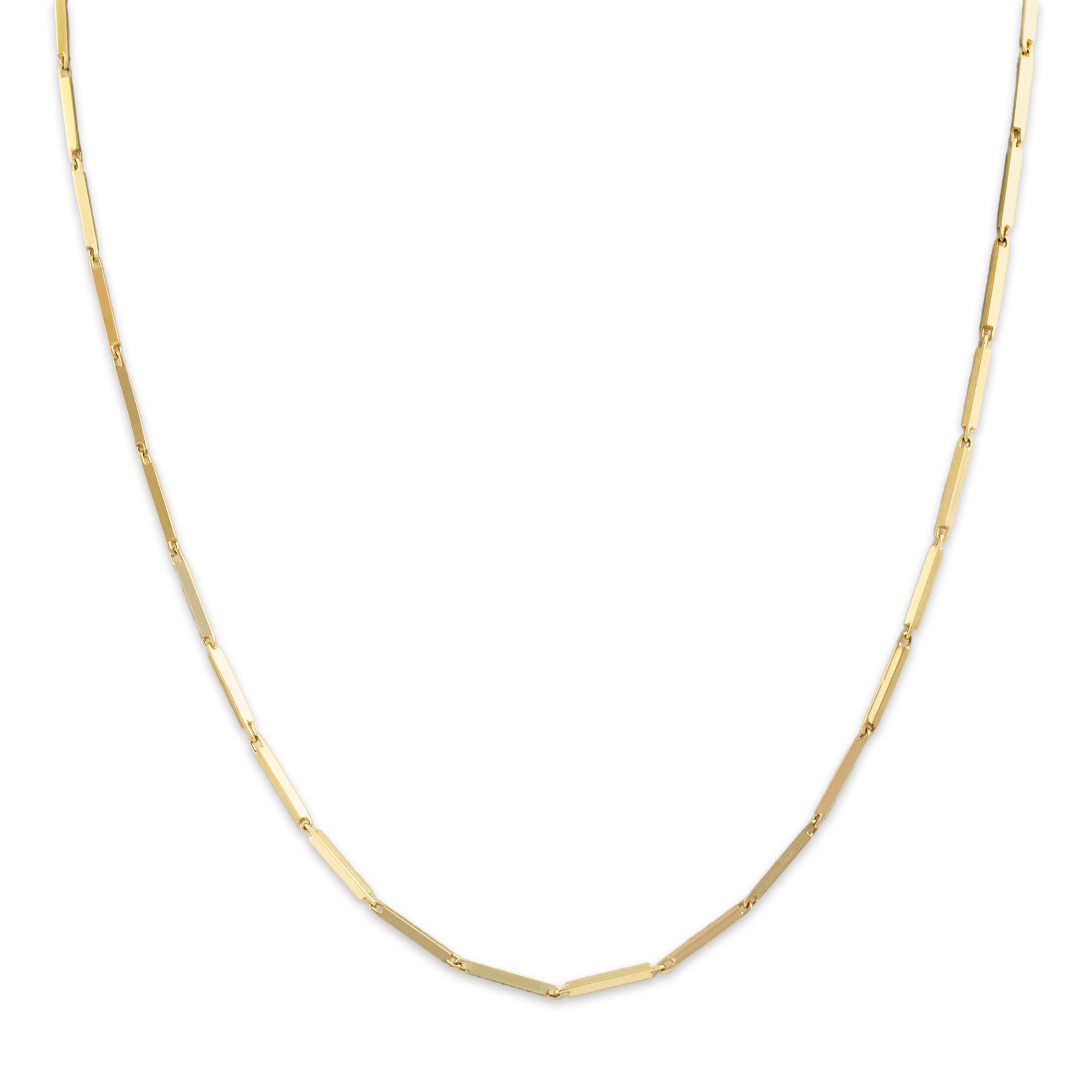 Vintage 14k Yellow Gold Sleek Bar Link Chain Necklace - detail view #1