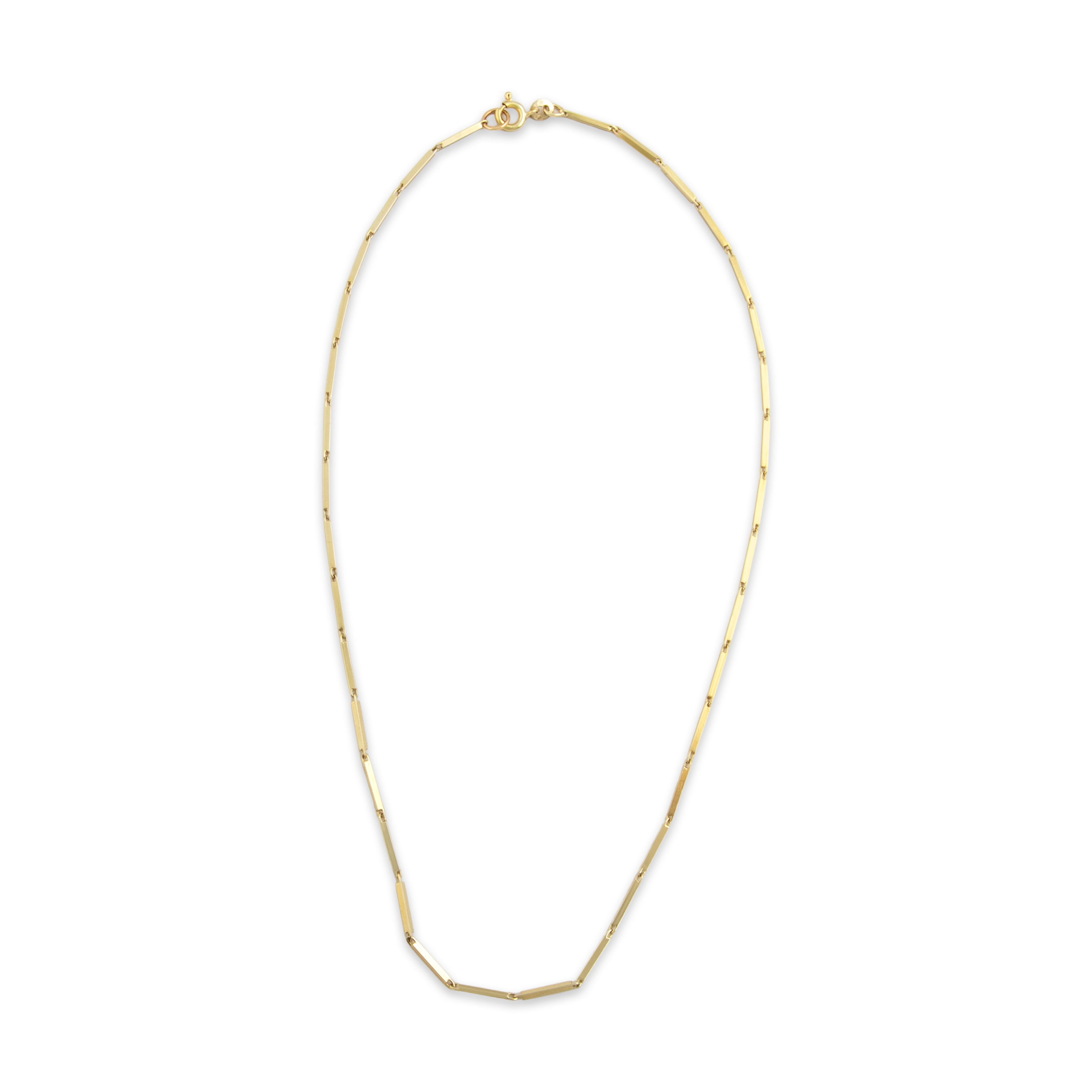 Vintage 14k Yellow Gold Sleek Bar Link Chain Necklace - Overall view