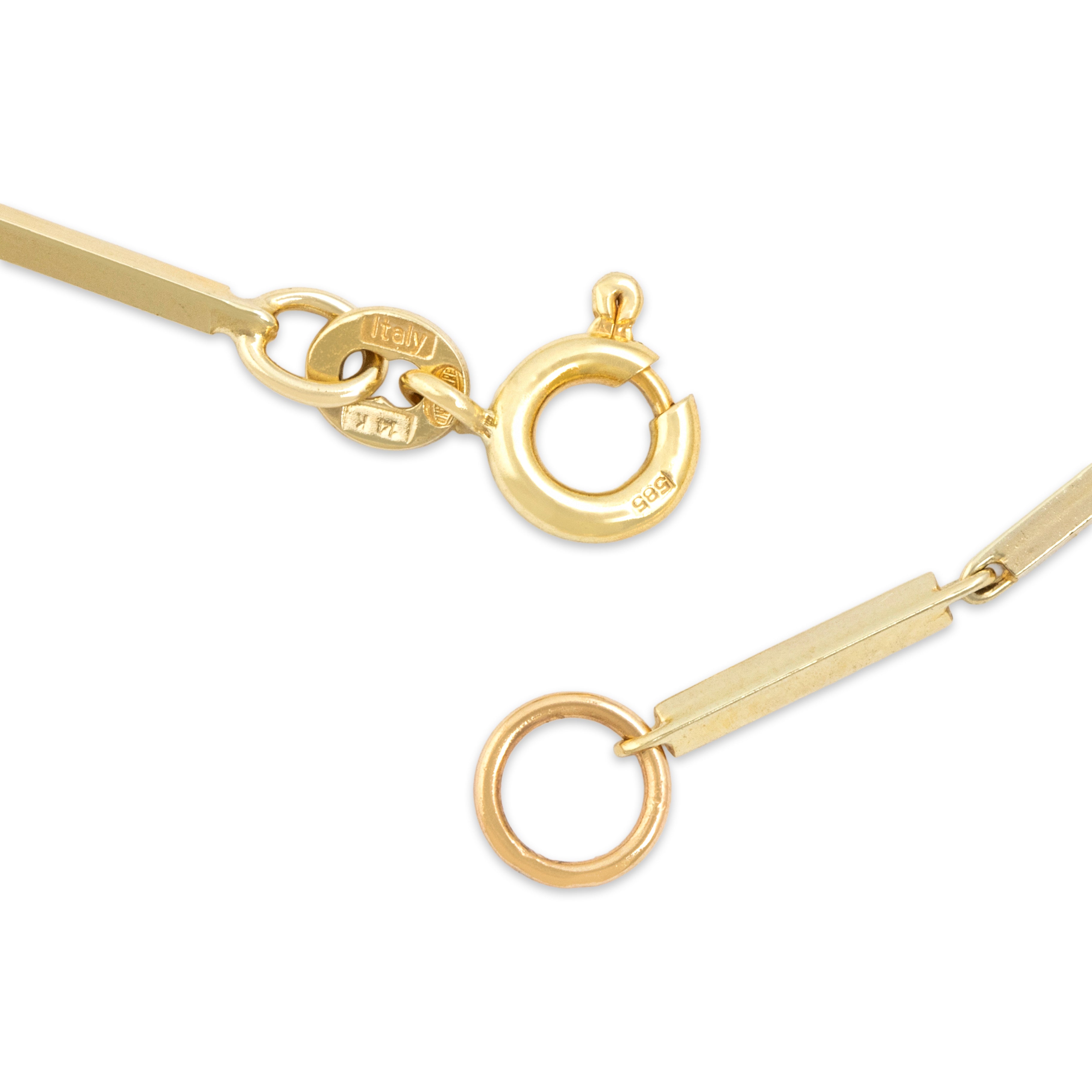 Vintage 14k Yellow Gold Sleek Bar Link Chain Necklace - clasp view