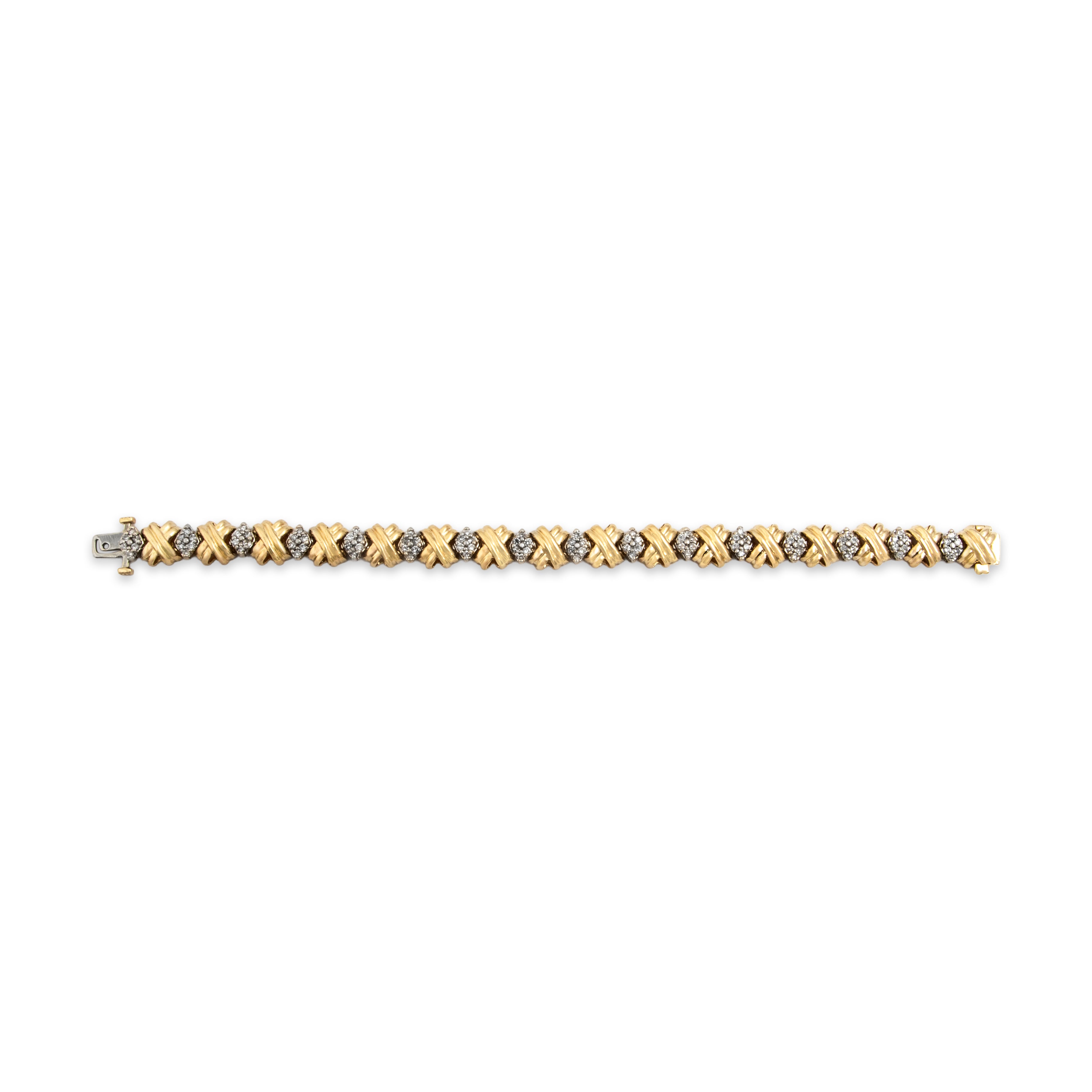 Vintage 14k Yellow & White Gold 1.25cttw Diamond Bold Knot Link Bracelet - Overall view
