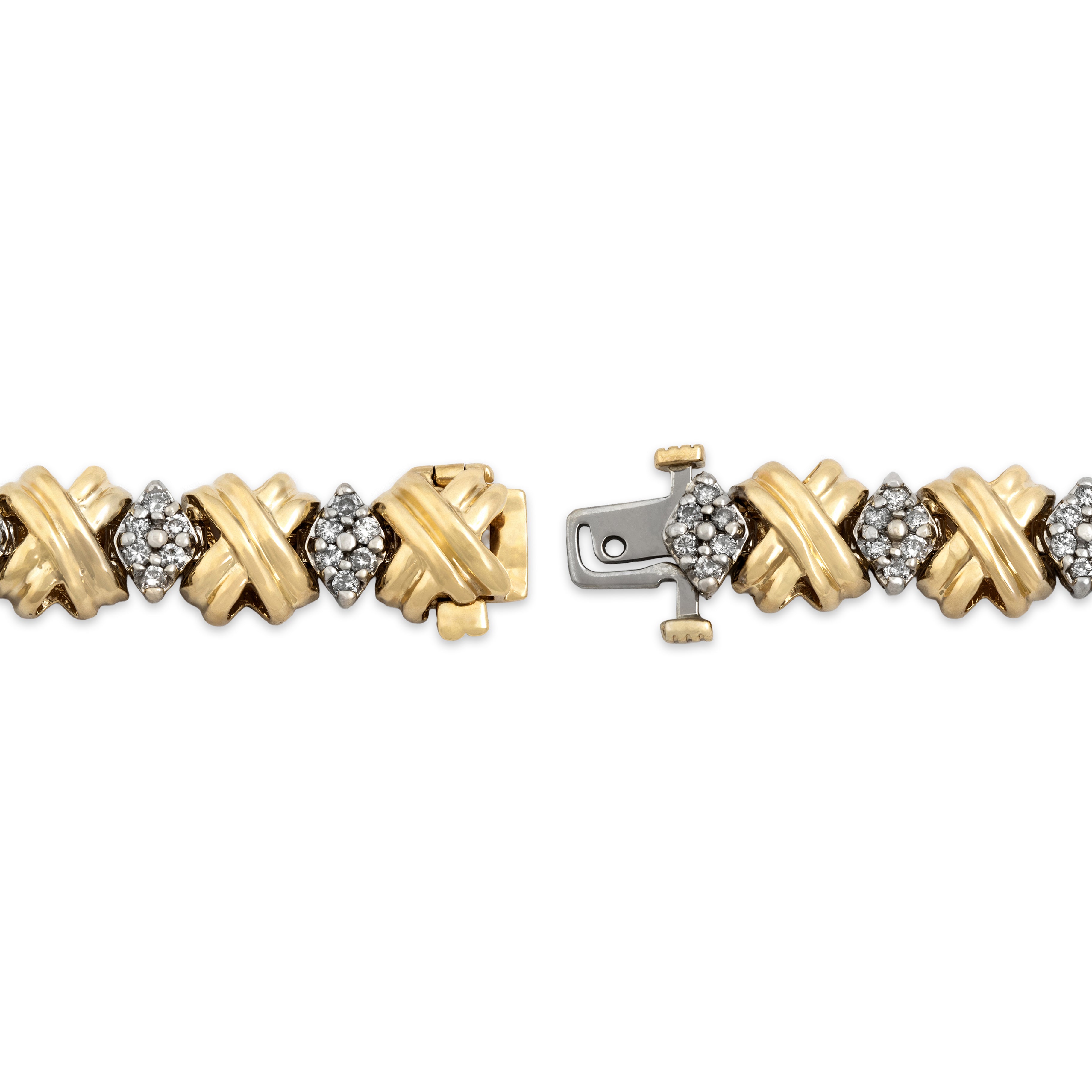 Vintage 14k Yellow & White Gold 1.25cttw Diamond Stunning Knot Link Bracelet 6.75