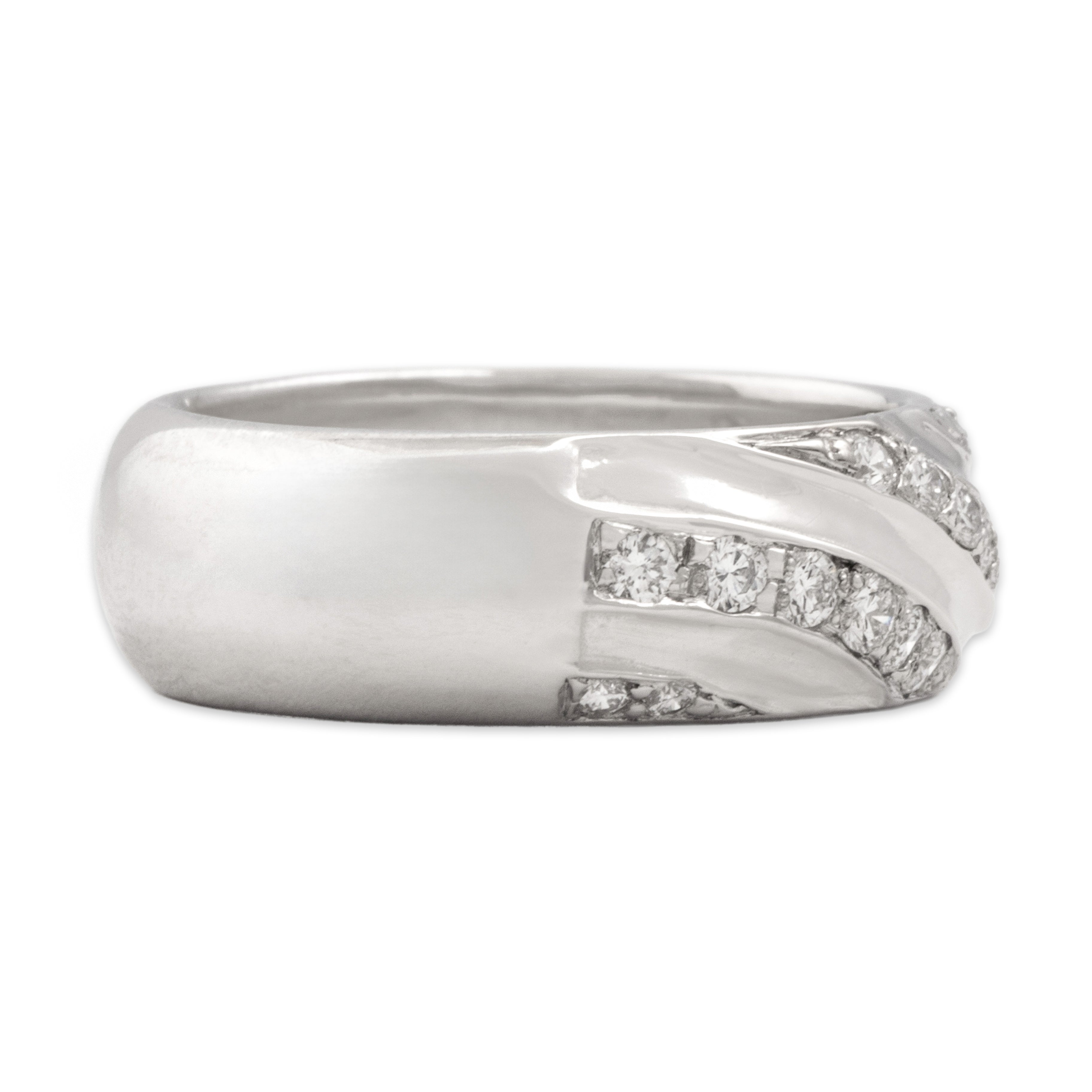 Vintage 18k White Gold Diamond Sparkly Wavy Band Ring - Side view