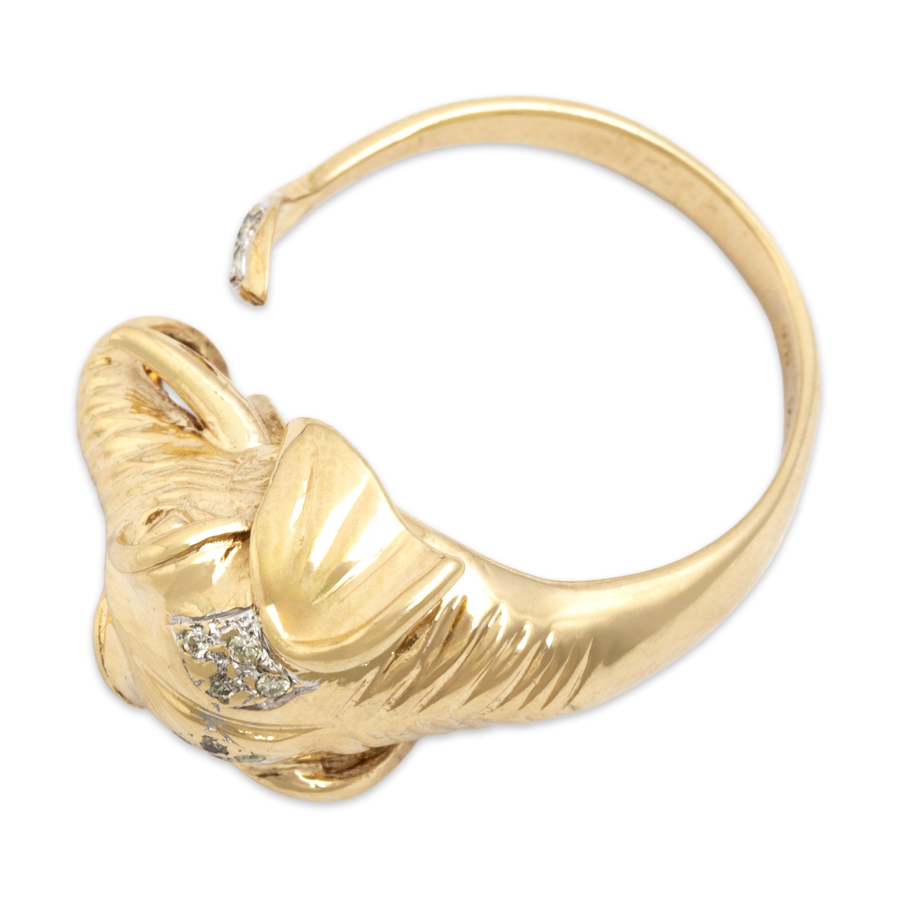 Vintage 14k Yellow Gold Diamond Ruby Whimsical Figural Elephant Ring - Overall view