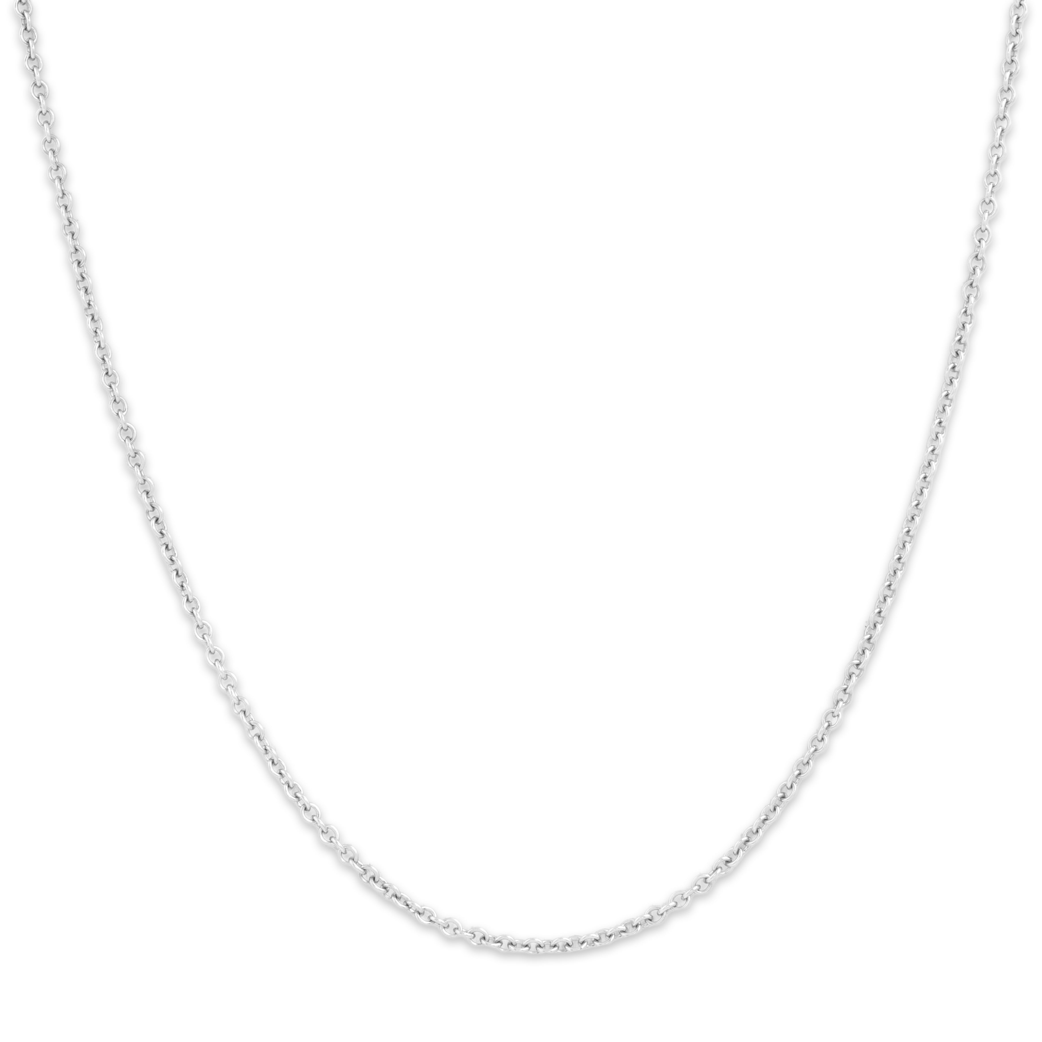 Vintage Italian 14k White Gold Everyday Stackable 1.9mm Cable Chain - Close-up view