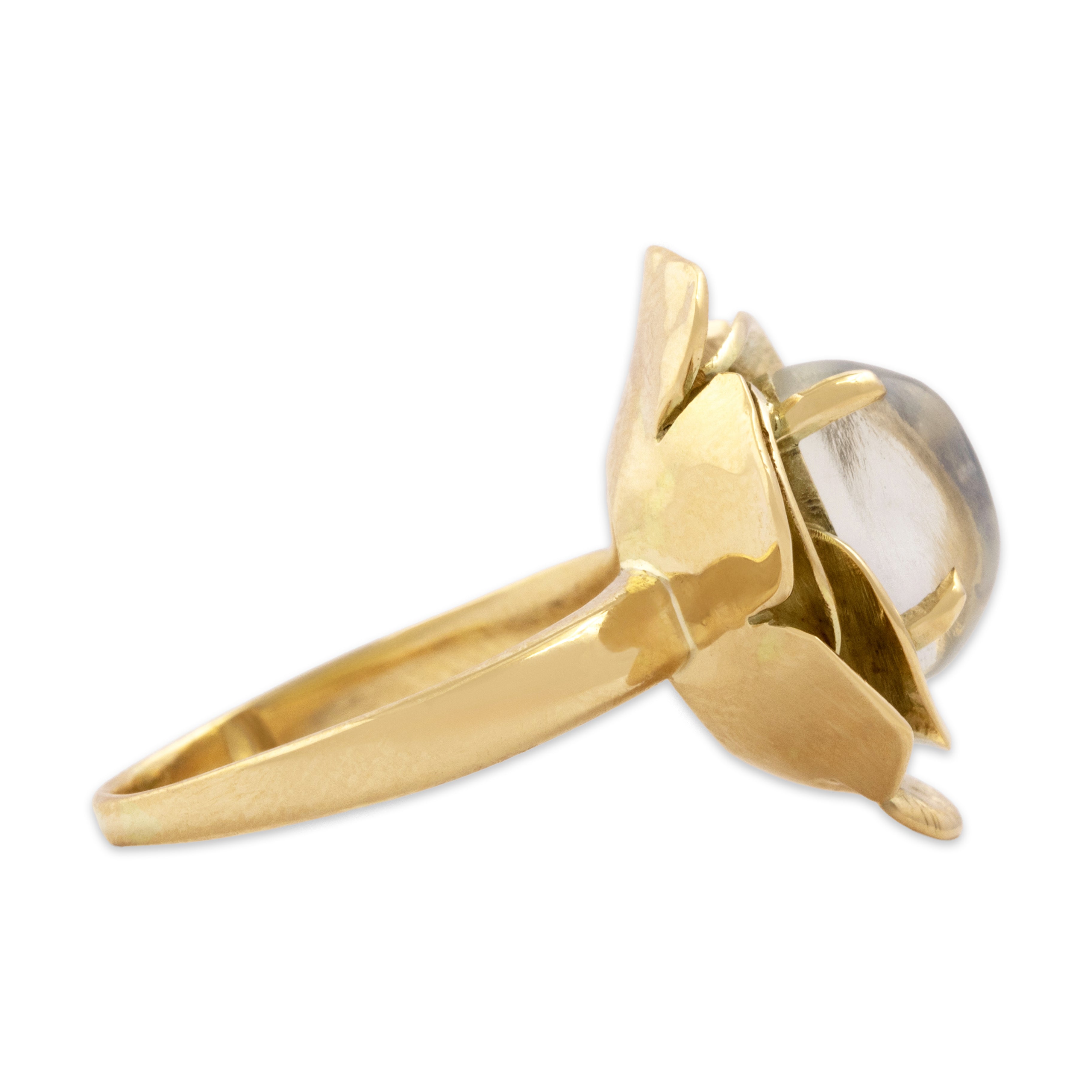 Vintage 14k Yellow Gold 3.85ct Moonstone Blooming Rose Statement Ring 6.50