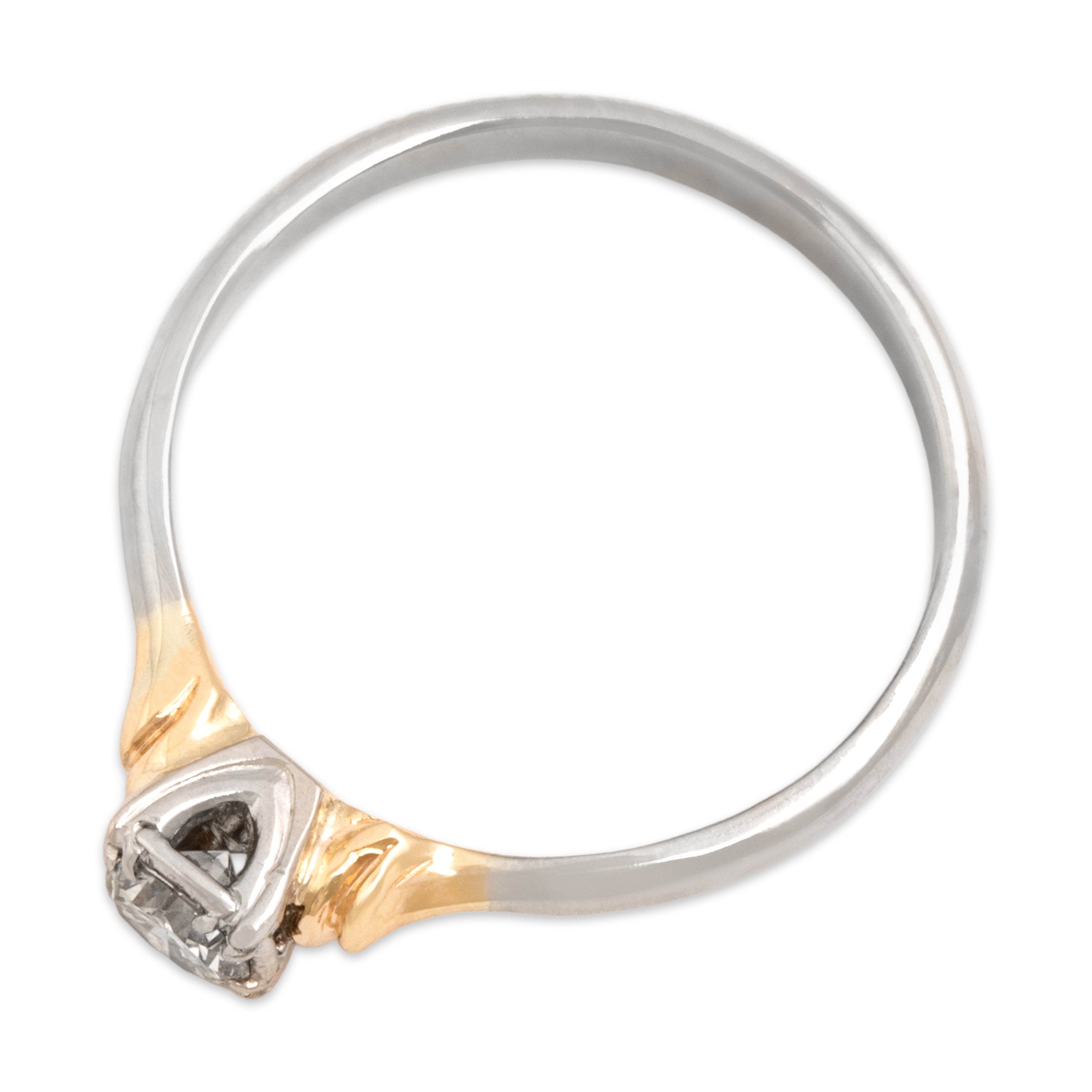 Vintage 14k White & Yellow Gold Diamond Gleaming Square-Set Solitaire Ring 8.50