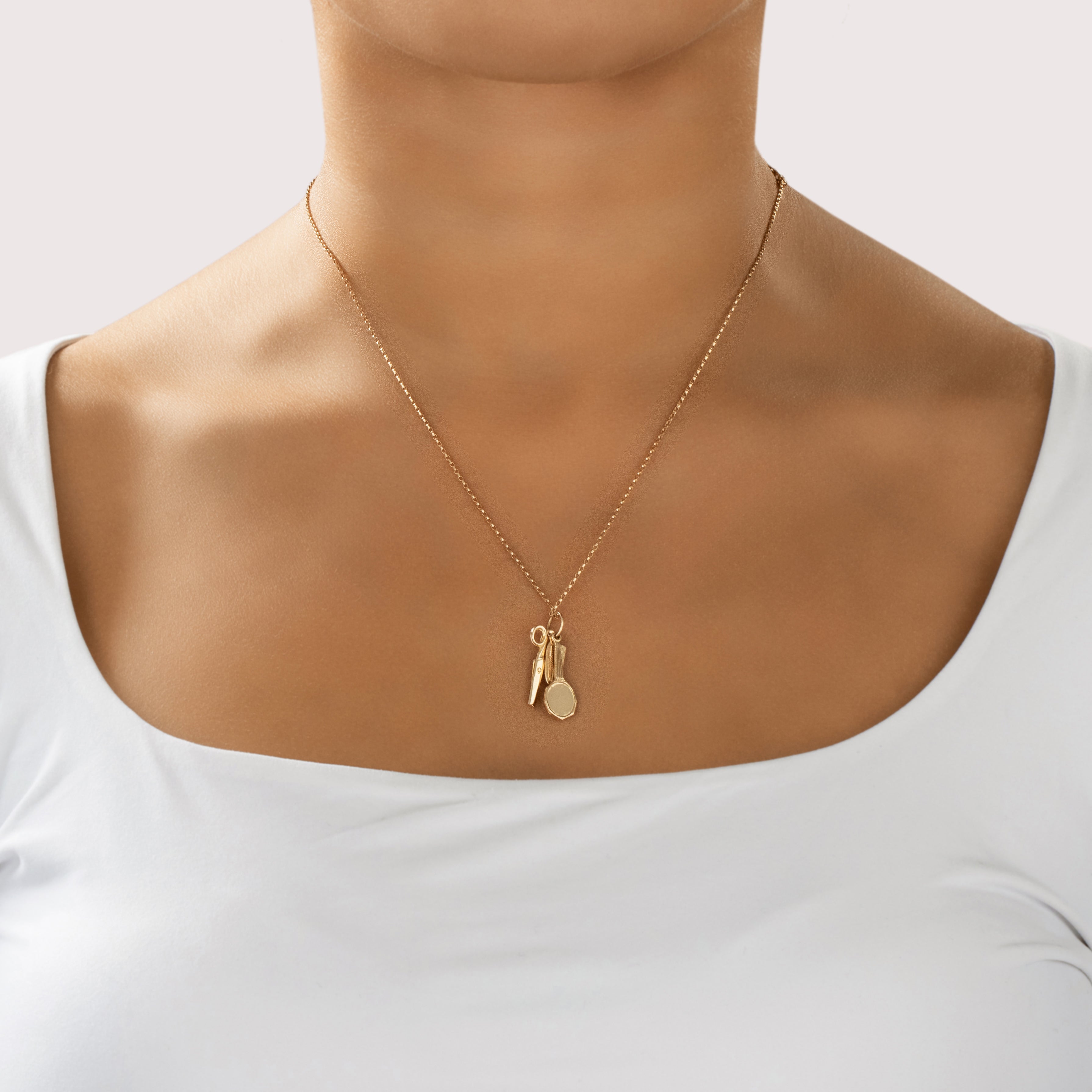 Vintage 14k Yellow Gold Articulating Vanity Trio Charm / Pendant