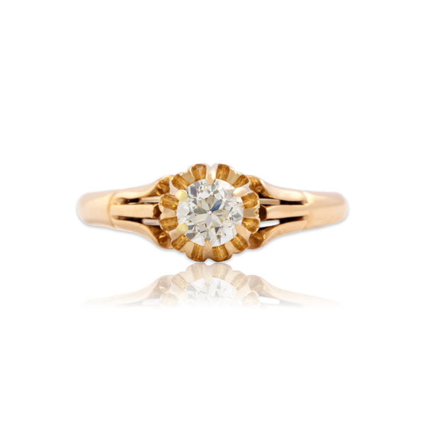 Antique Victorian 14k Rosy Yellow Gold .38ct Old European Cut Diamond Ring 5.50