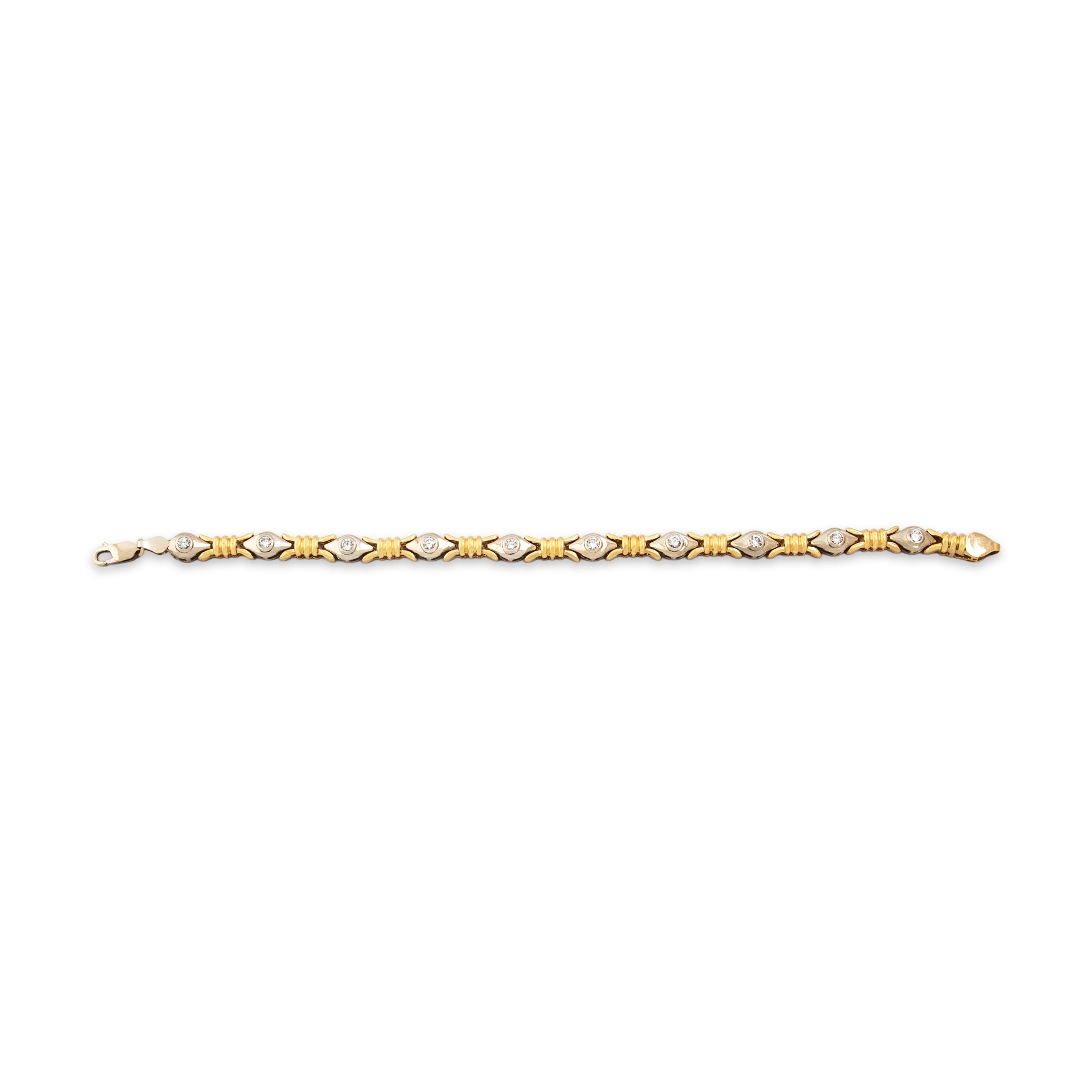Vintage 18k Yellow & White Gold 1.04ct Diamond Link Bracelet - Overall view