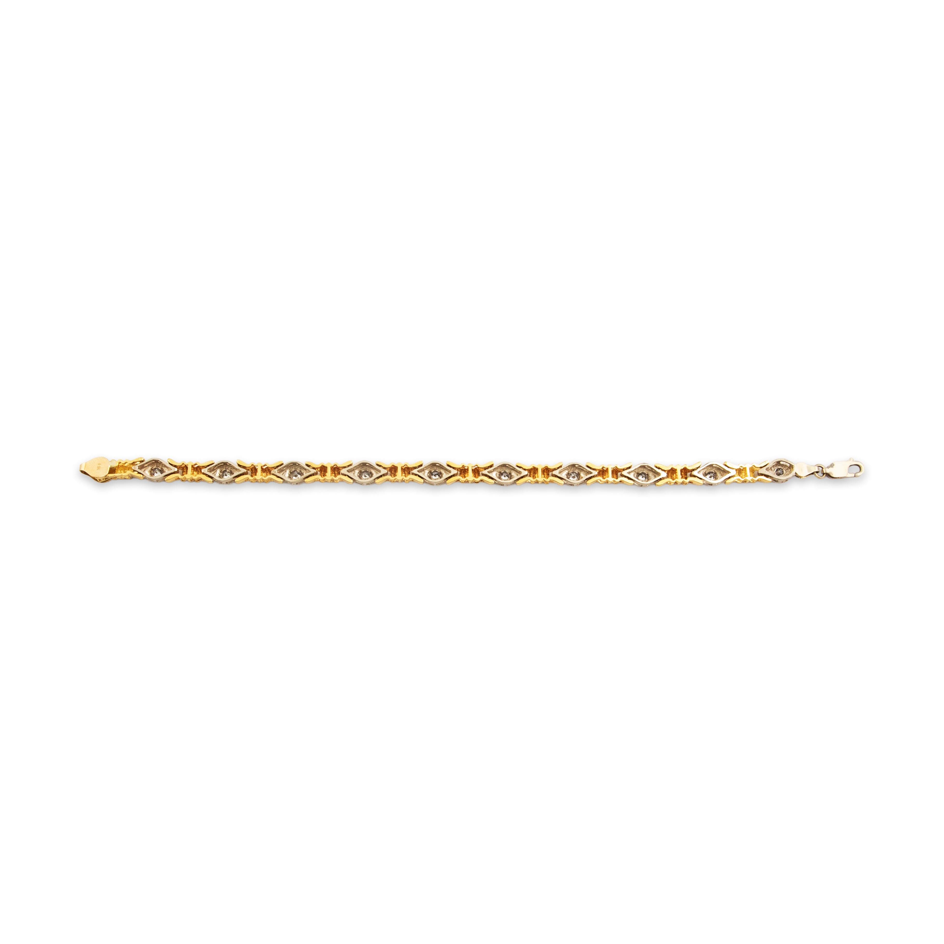 Vintage 18k Yellow & White Gold 1.04ct Diamond Link Bracelet - Back view