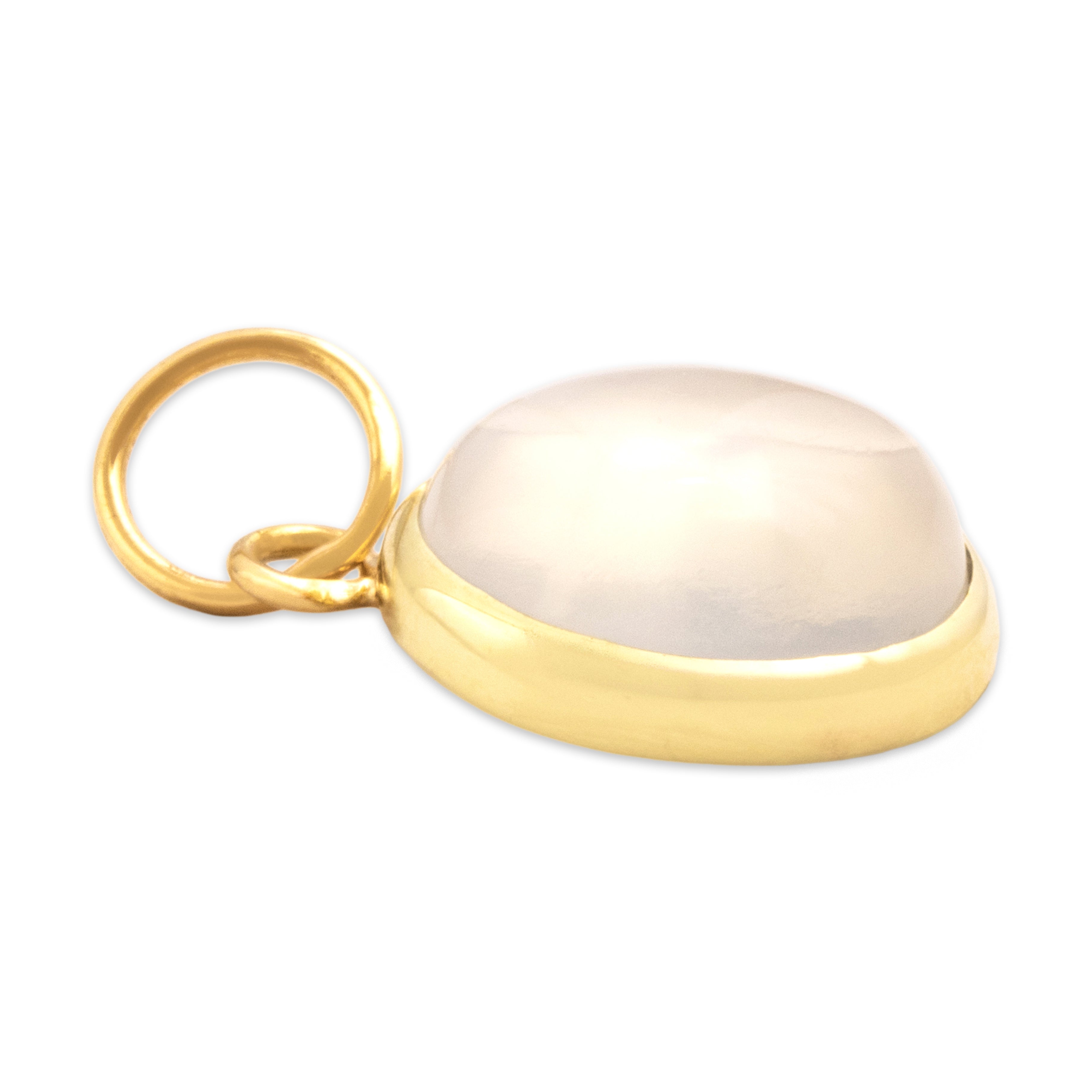 Vintage Small 14k Yellow Gold 3.53ct Moonstone Glowing Cabochon Pendant - Side view