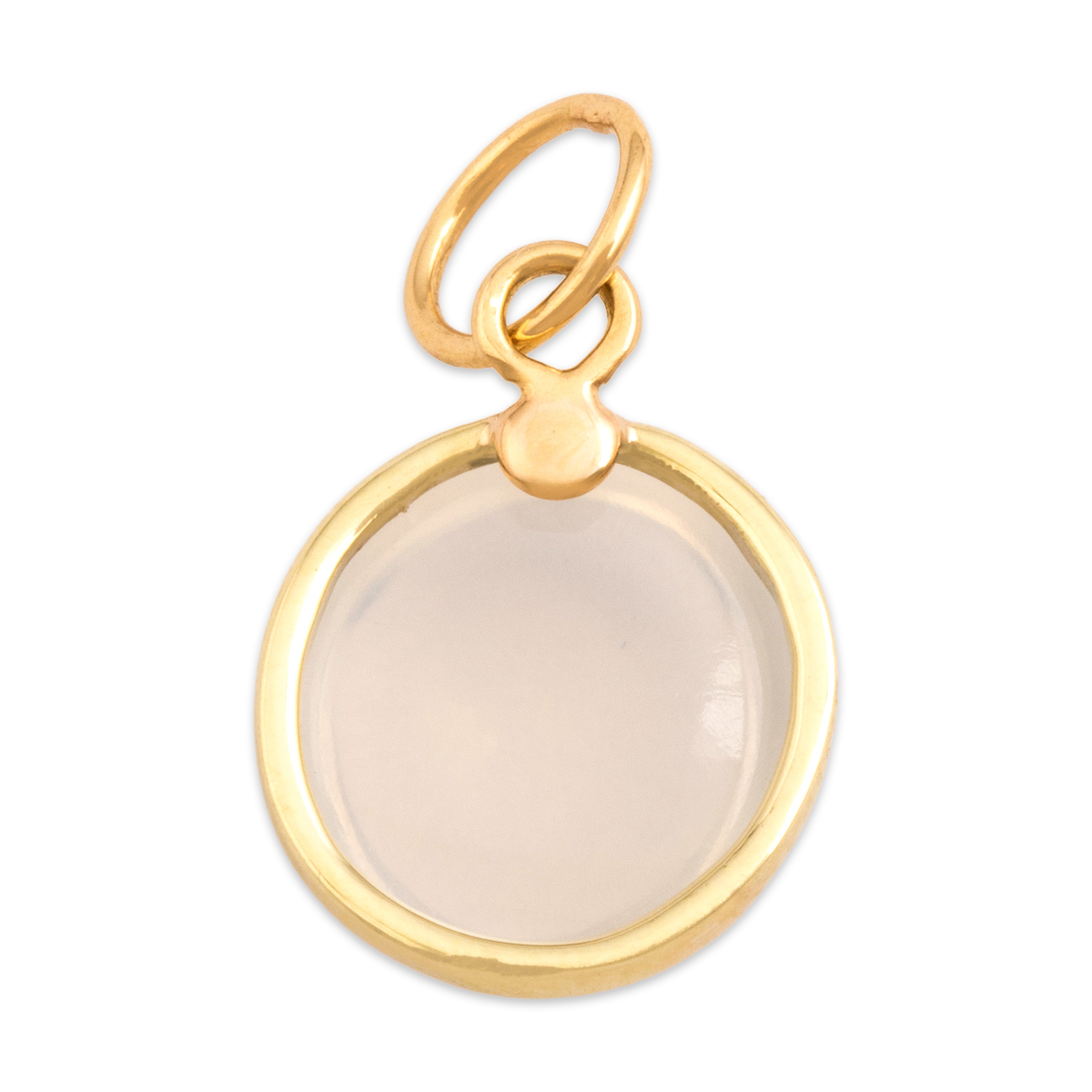 Vintage Small 14k Yellow Gold 3.53ct Moonstone Glowing Cabochon Pendant - Back view