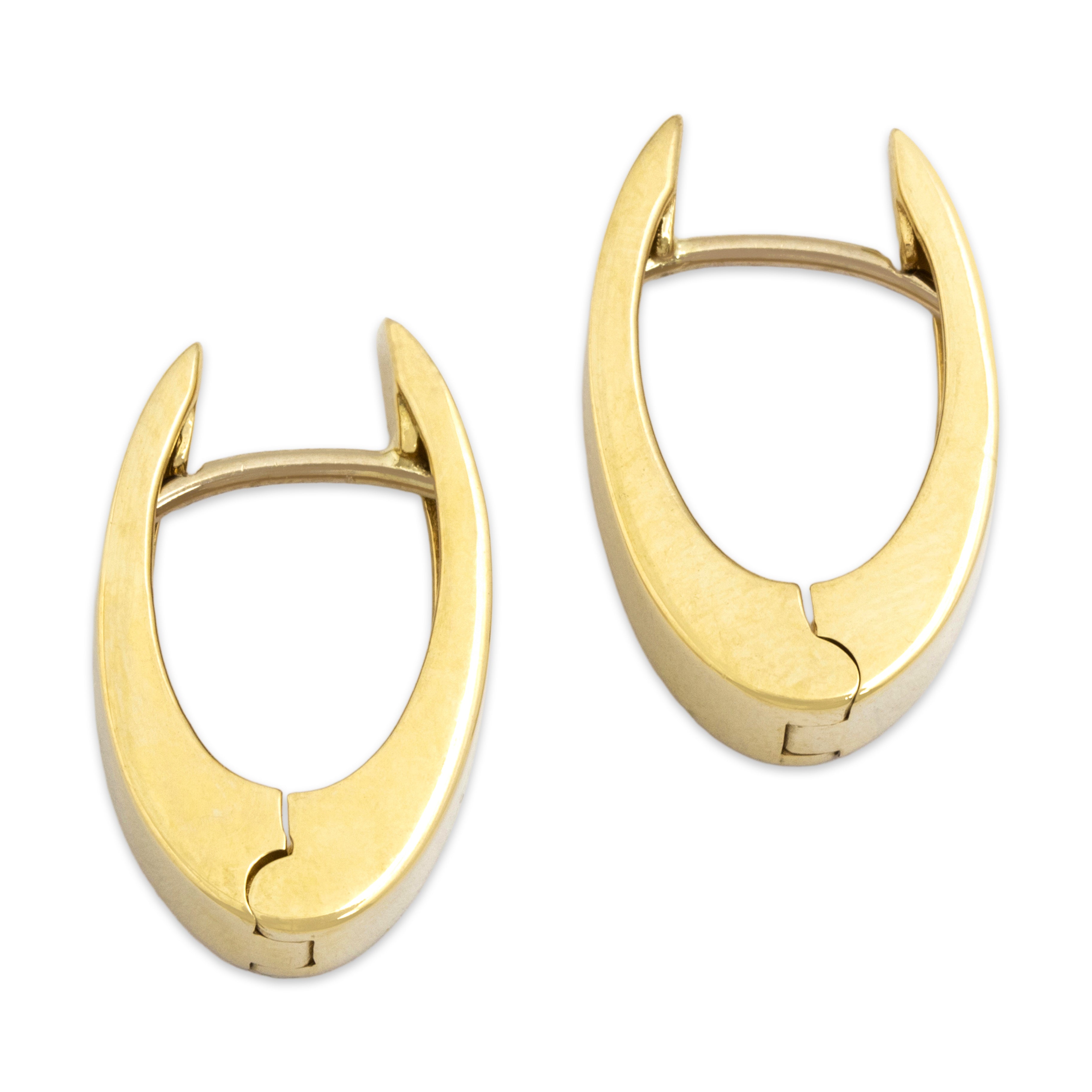Vintage 14k Yellow Gold Chic Tapered Hoop Earrings