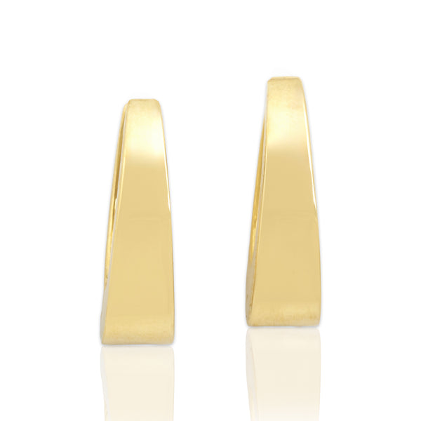 Vintage 14k Yellow Gold Chic Tapered Hoop Earrings