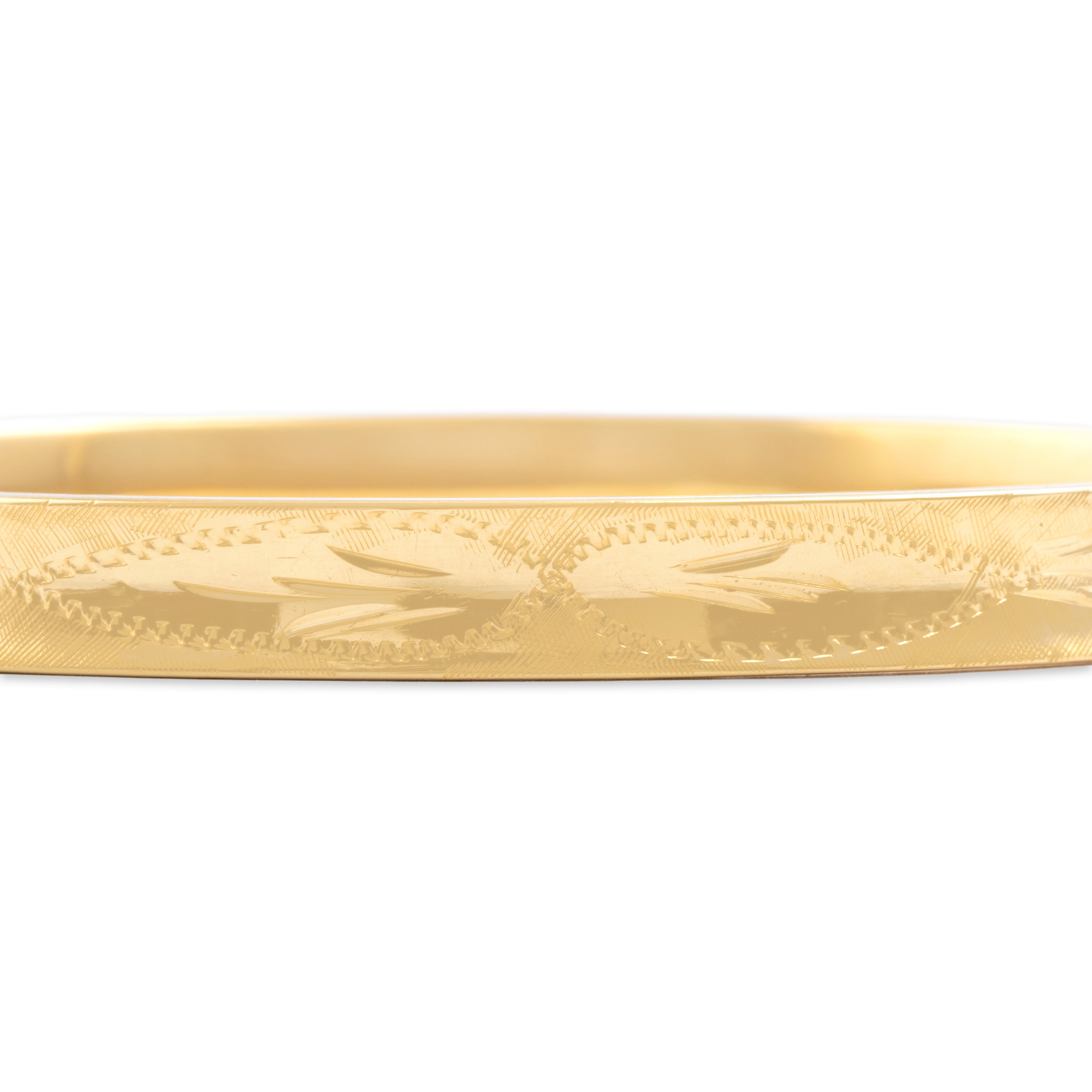 Vintage 14k Yellow Gold Adorned Bangle Bracelet - detail view #1